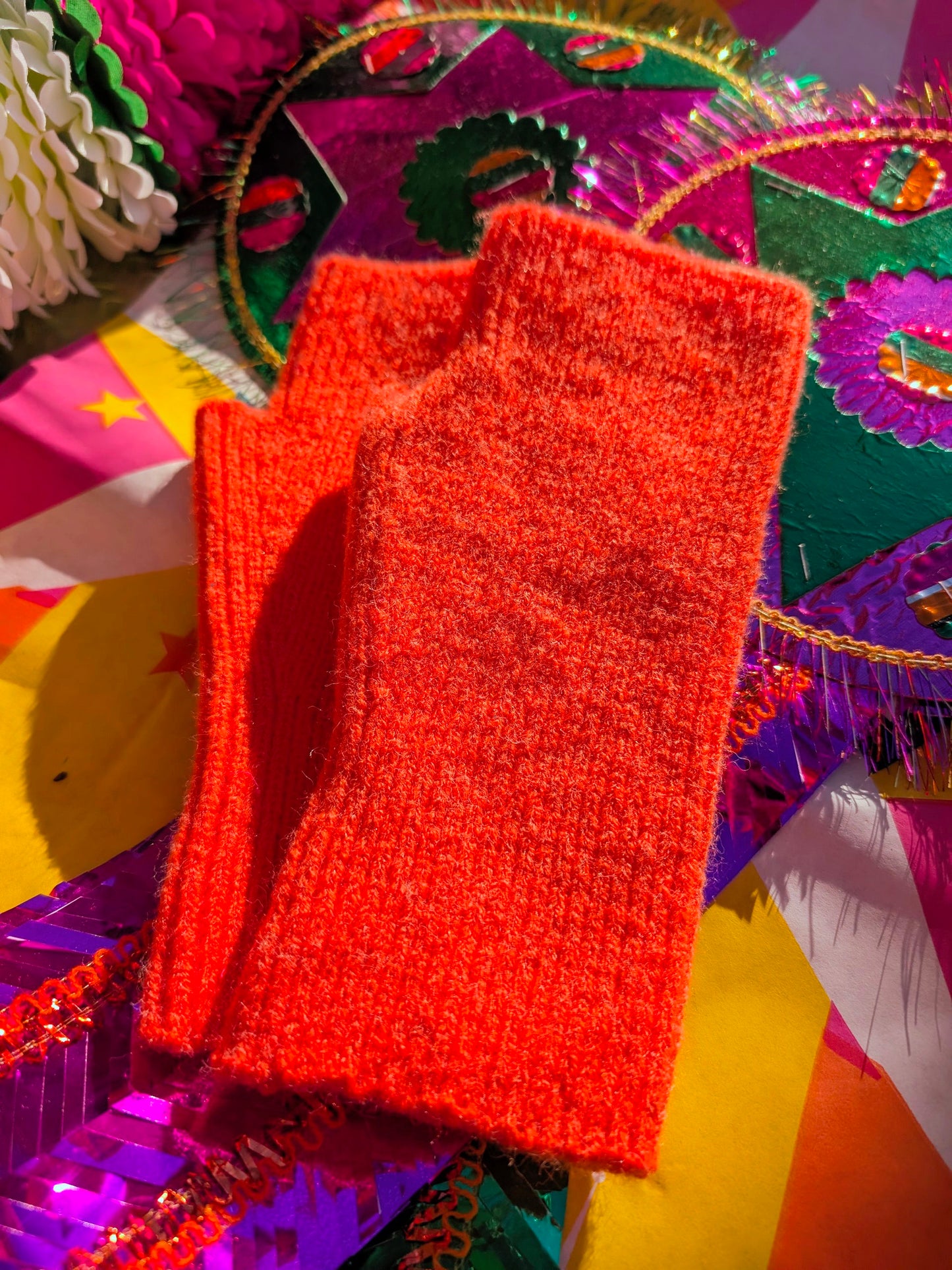 Bold and bright fingerless gloves