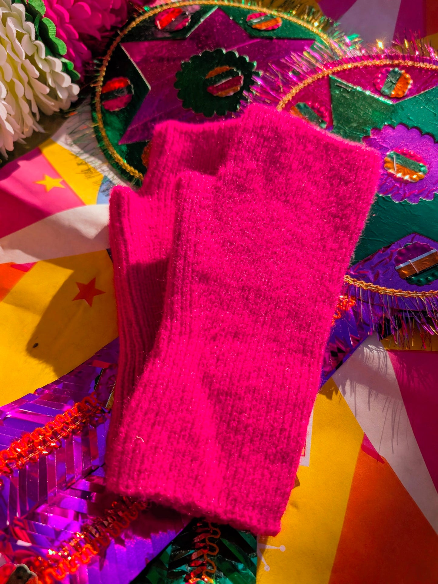 Bold and bright fingerless gloves