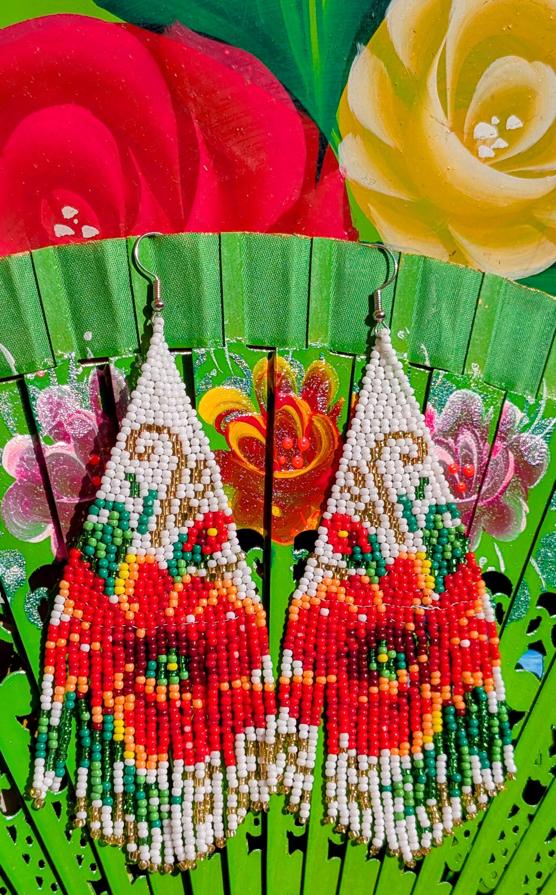 Folk flower long and lovely earrings