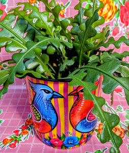 Truck art pot - birds and flowers