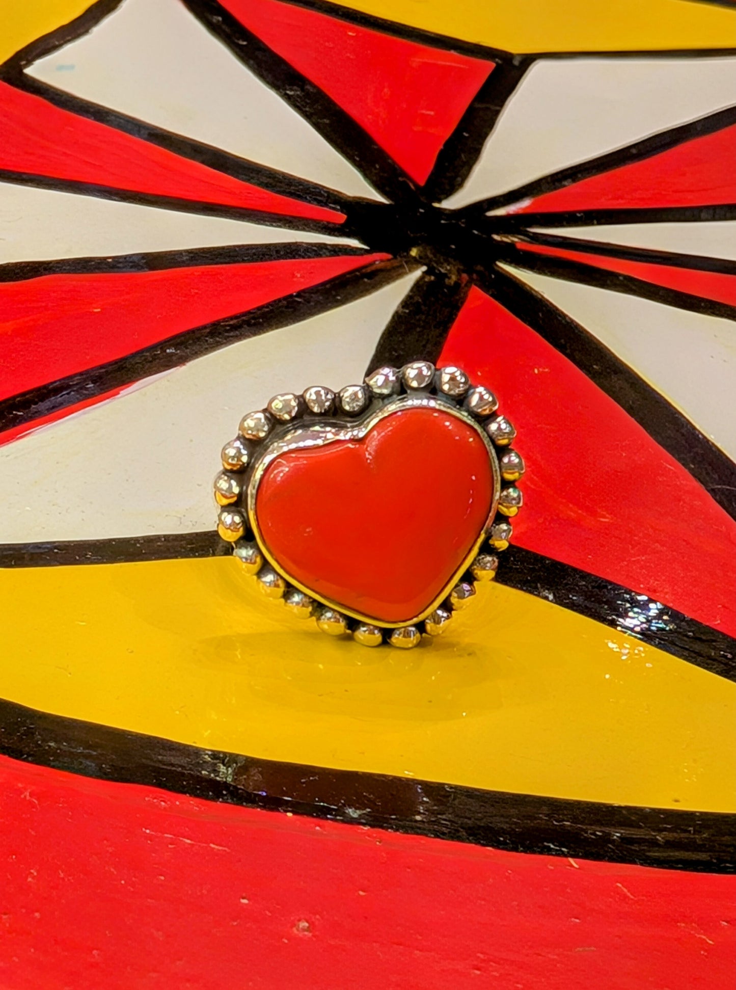 Gorgeous glass sacred heart rings