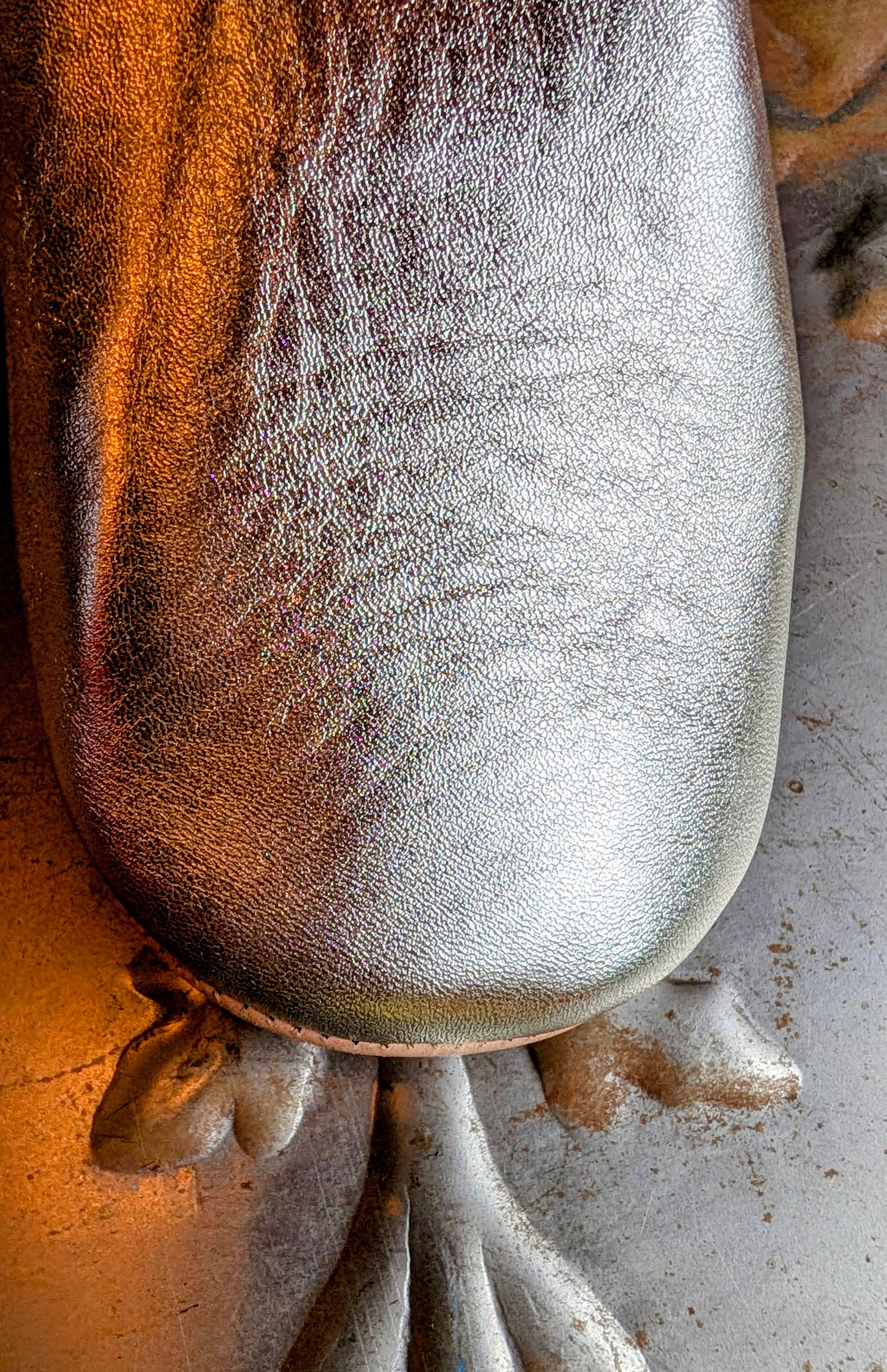 Soft leather metallic slippers .. size 42