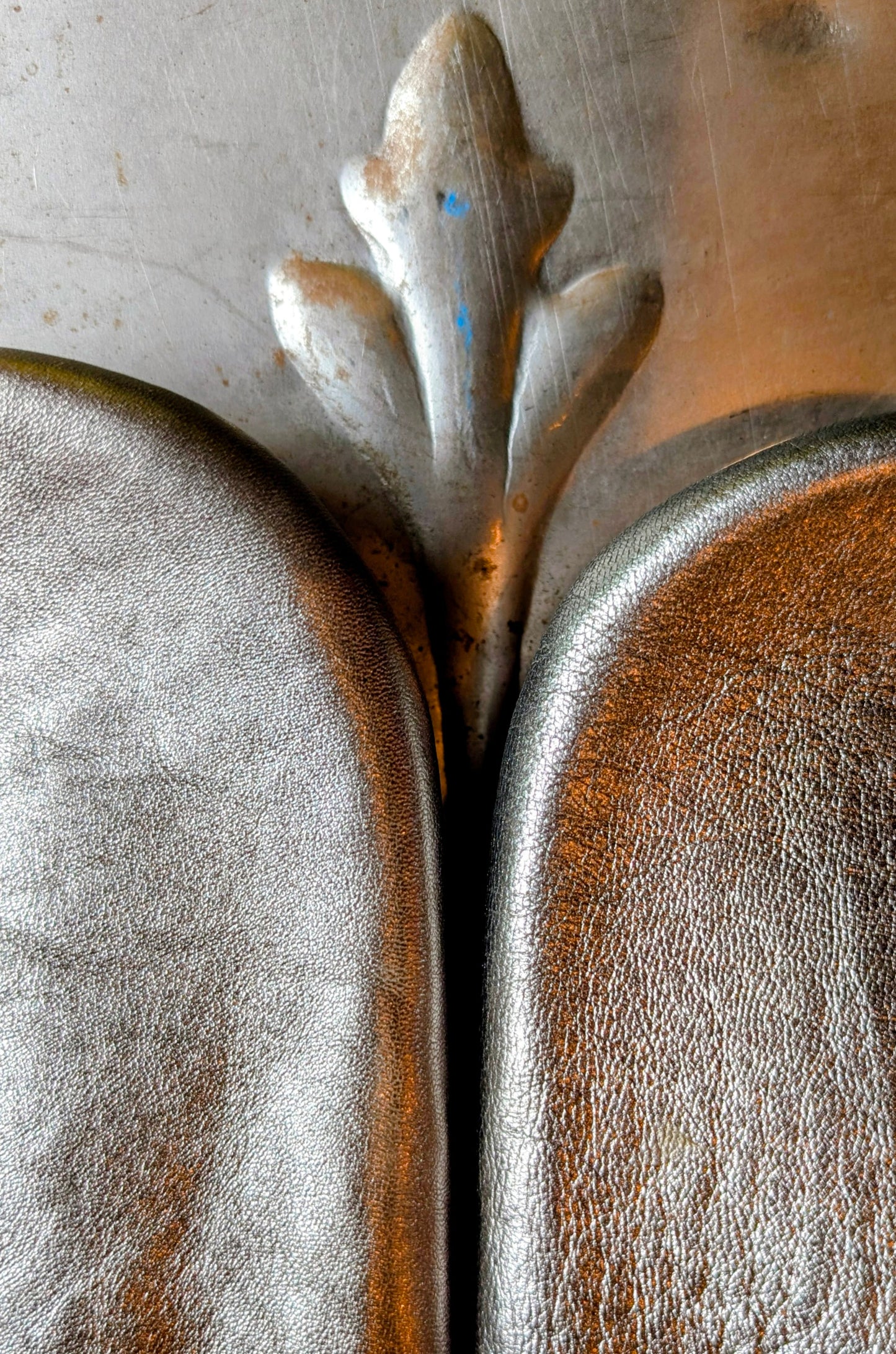 Soft leather metallic slippers .. size 40