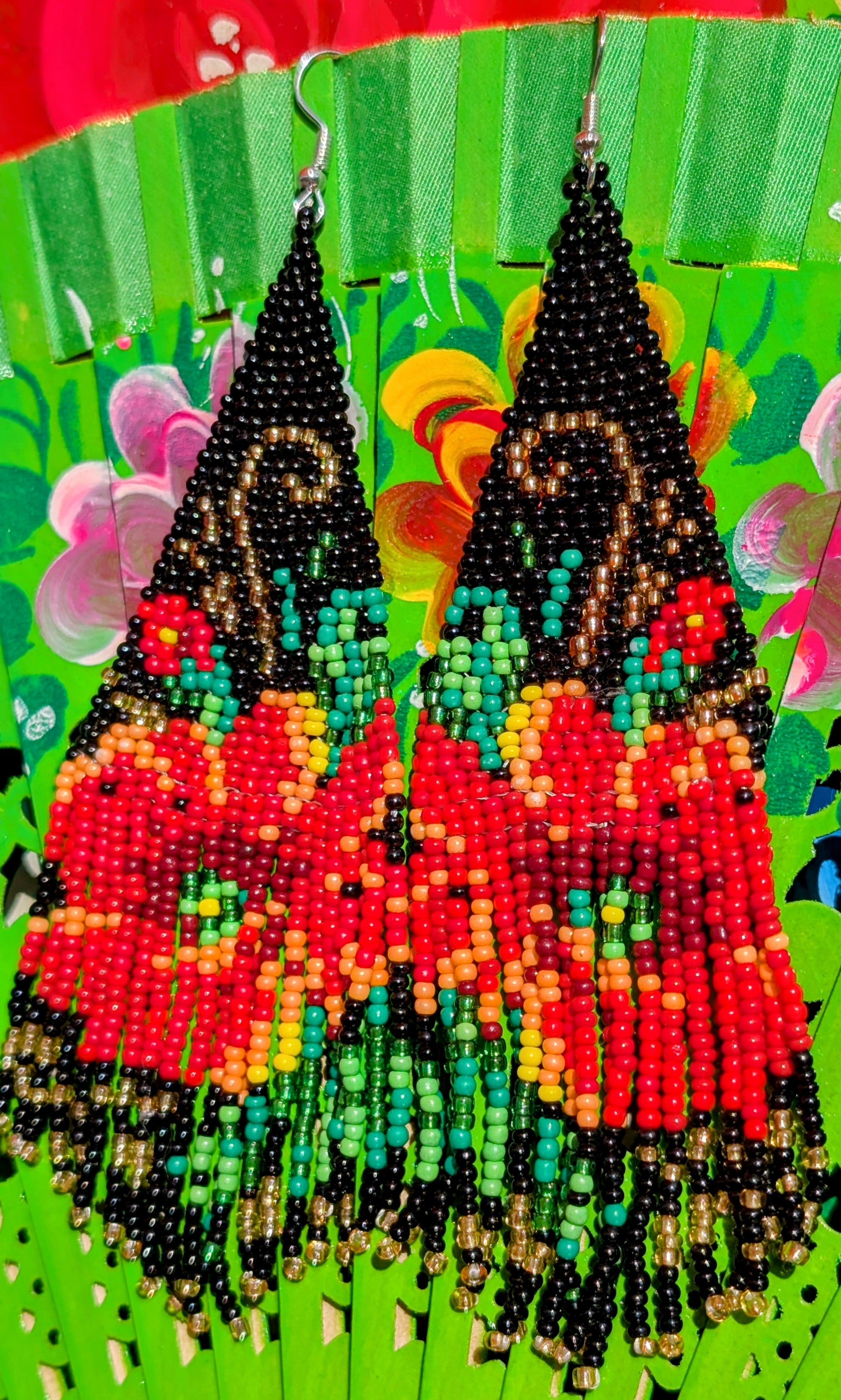 Folk flower long and lovely earrings