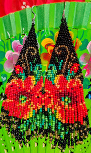 Folk flower long and lovely earrings