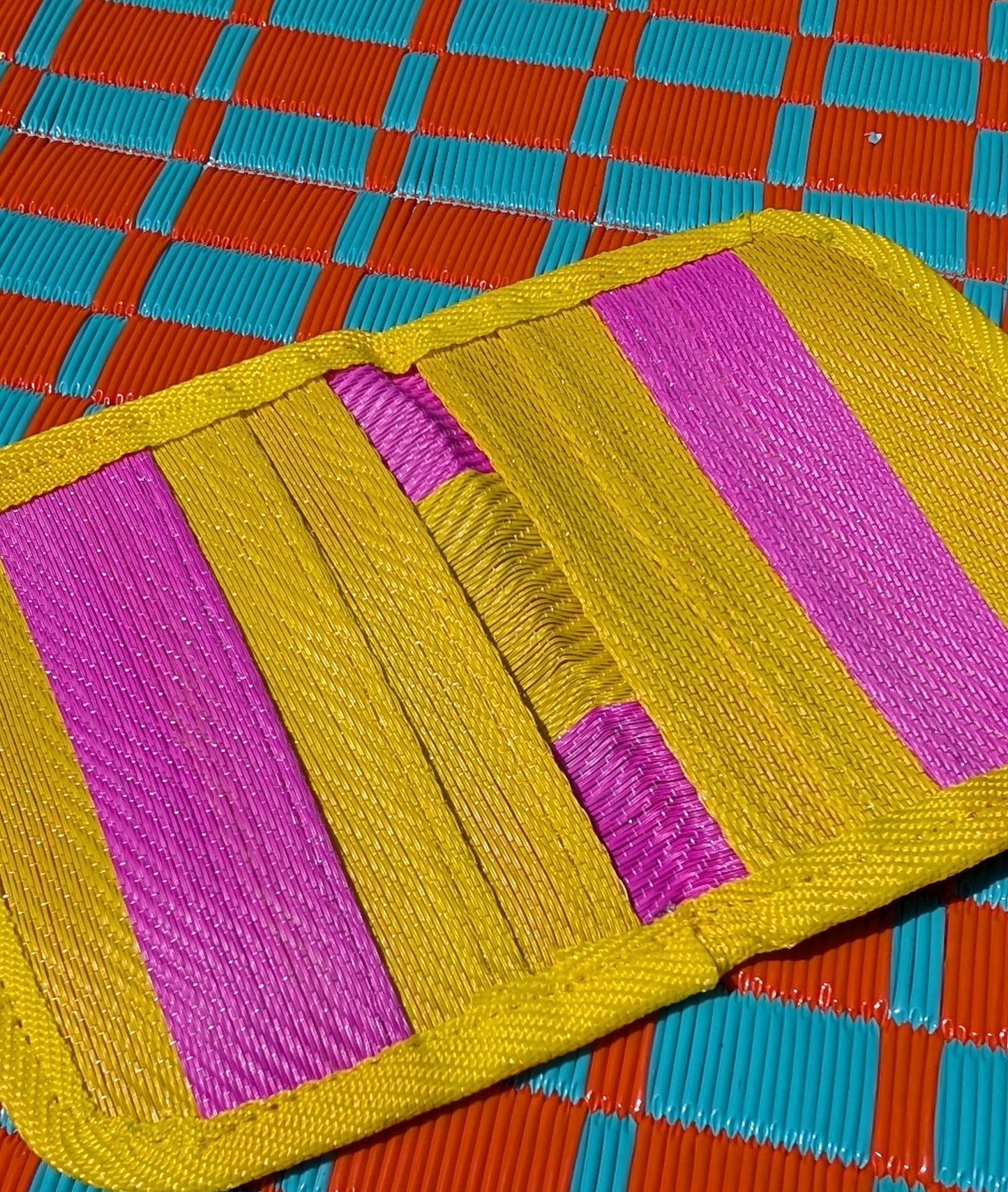 Striped recycled card holder