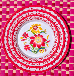 Melamine floral plates and trays