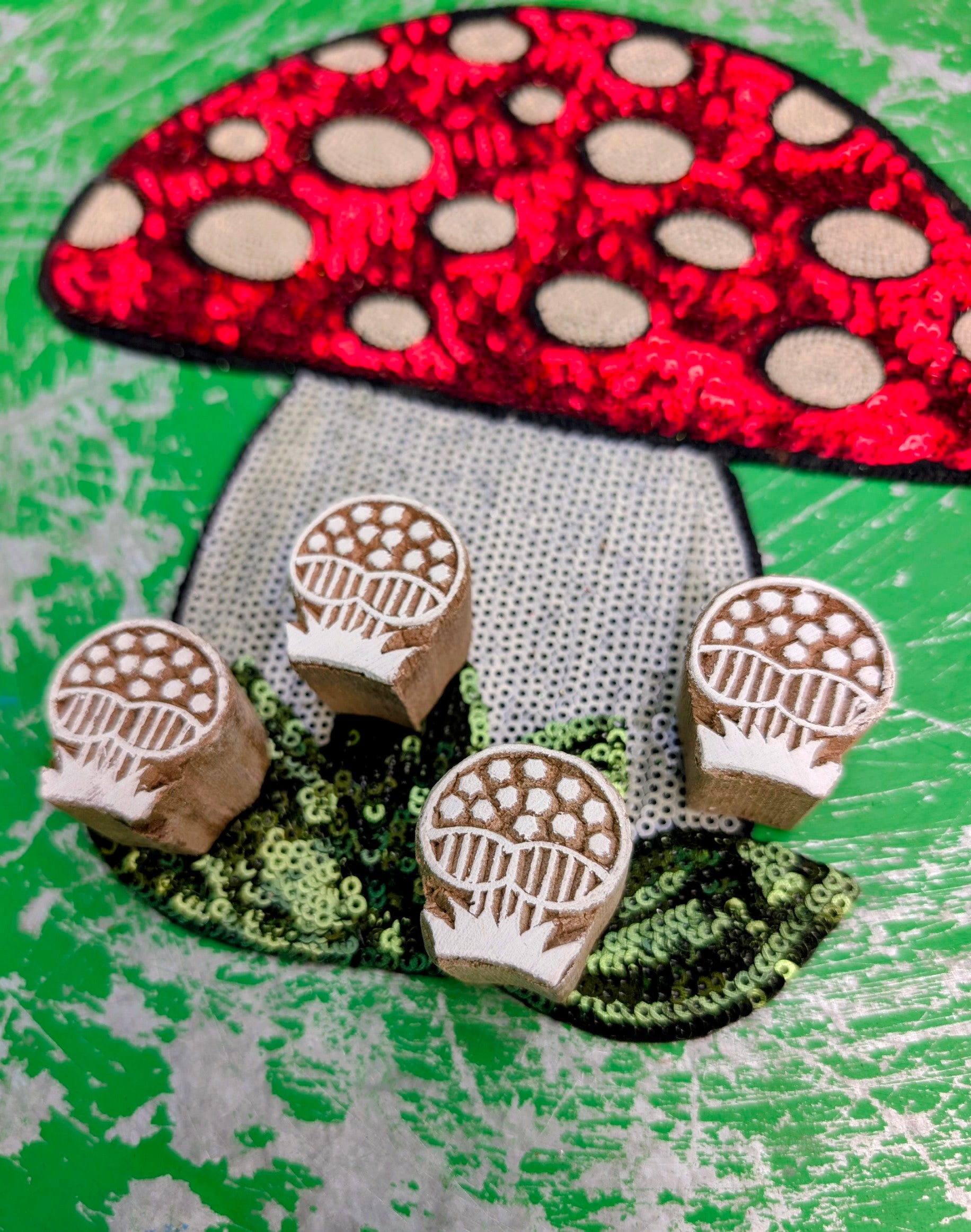 Toadstools wood blocks