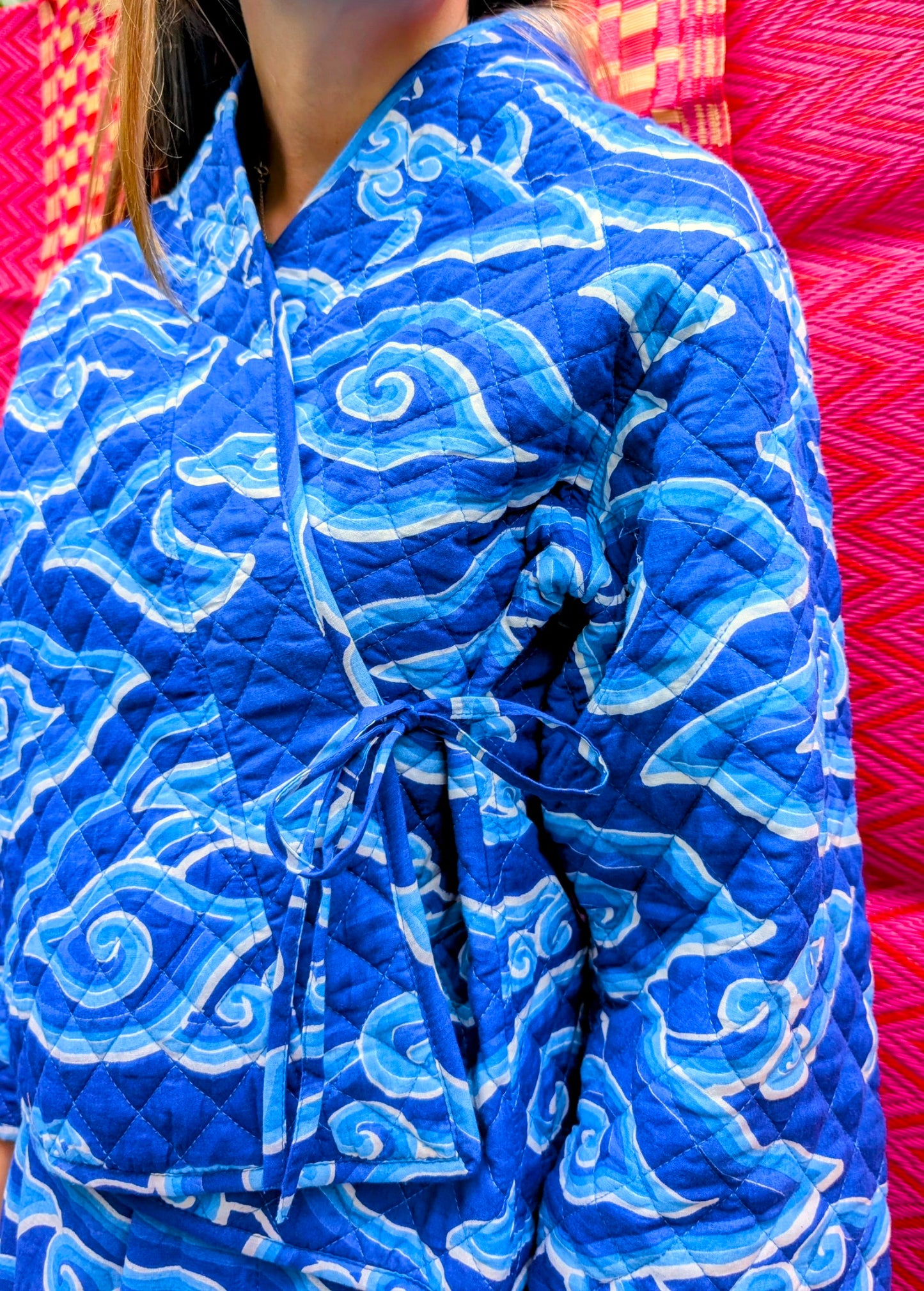 Cloud print quilted jacket