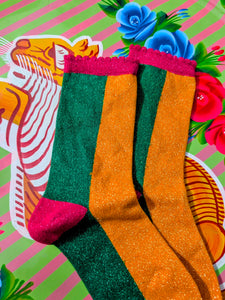 Colour block Glitter Socks
