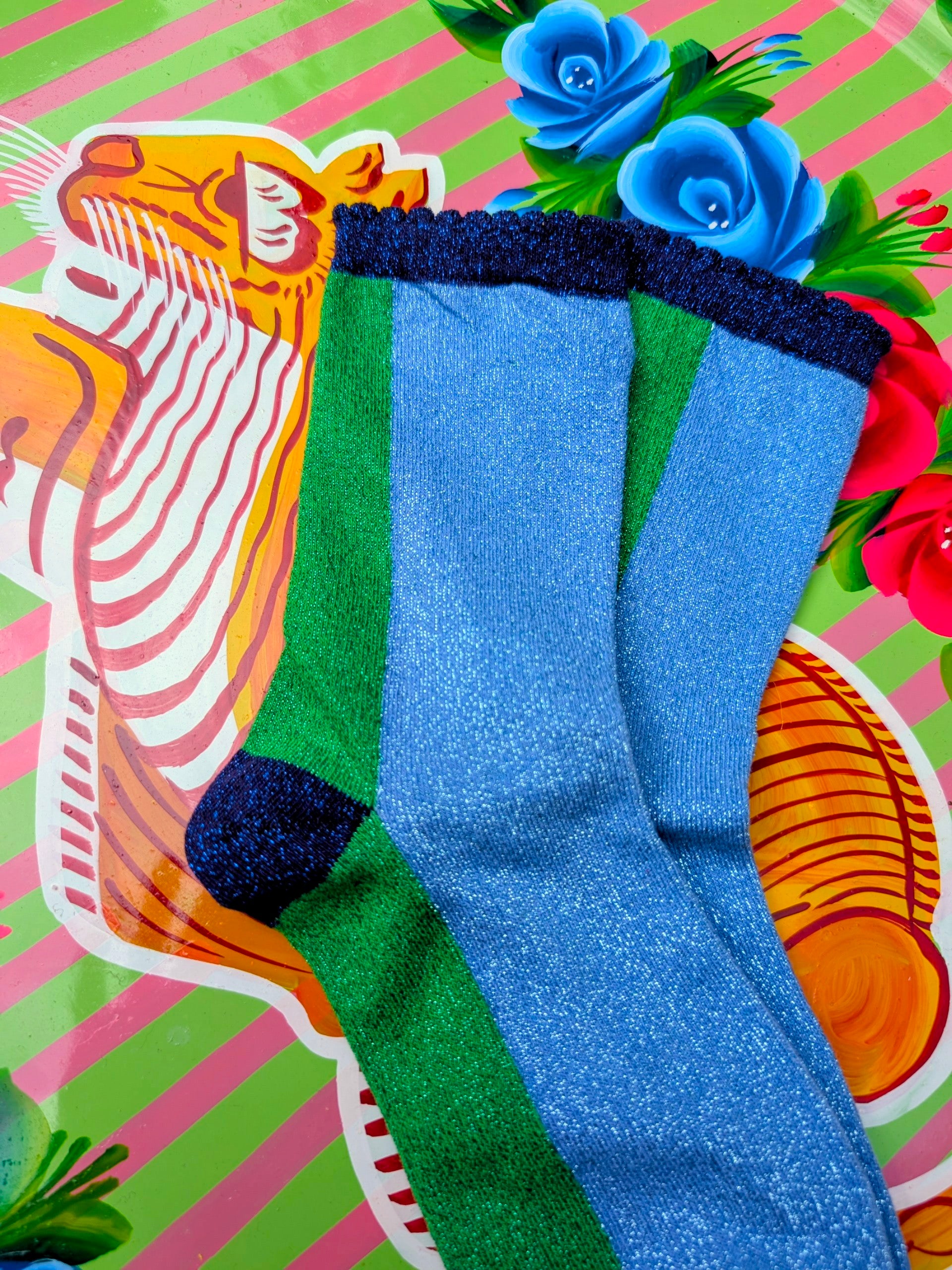 Colour block Glitter Socks