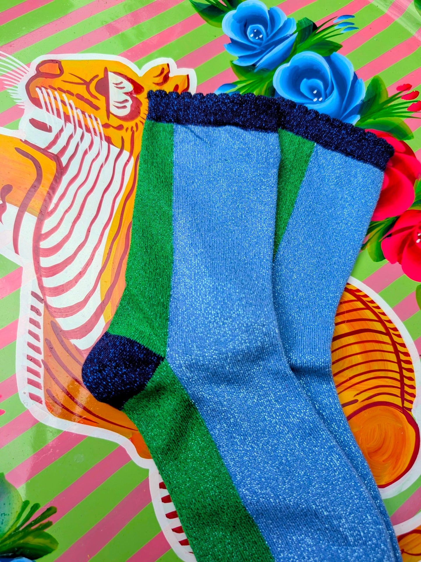 Colour block Glitter Socks
