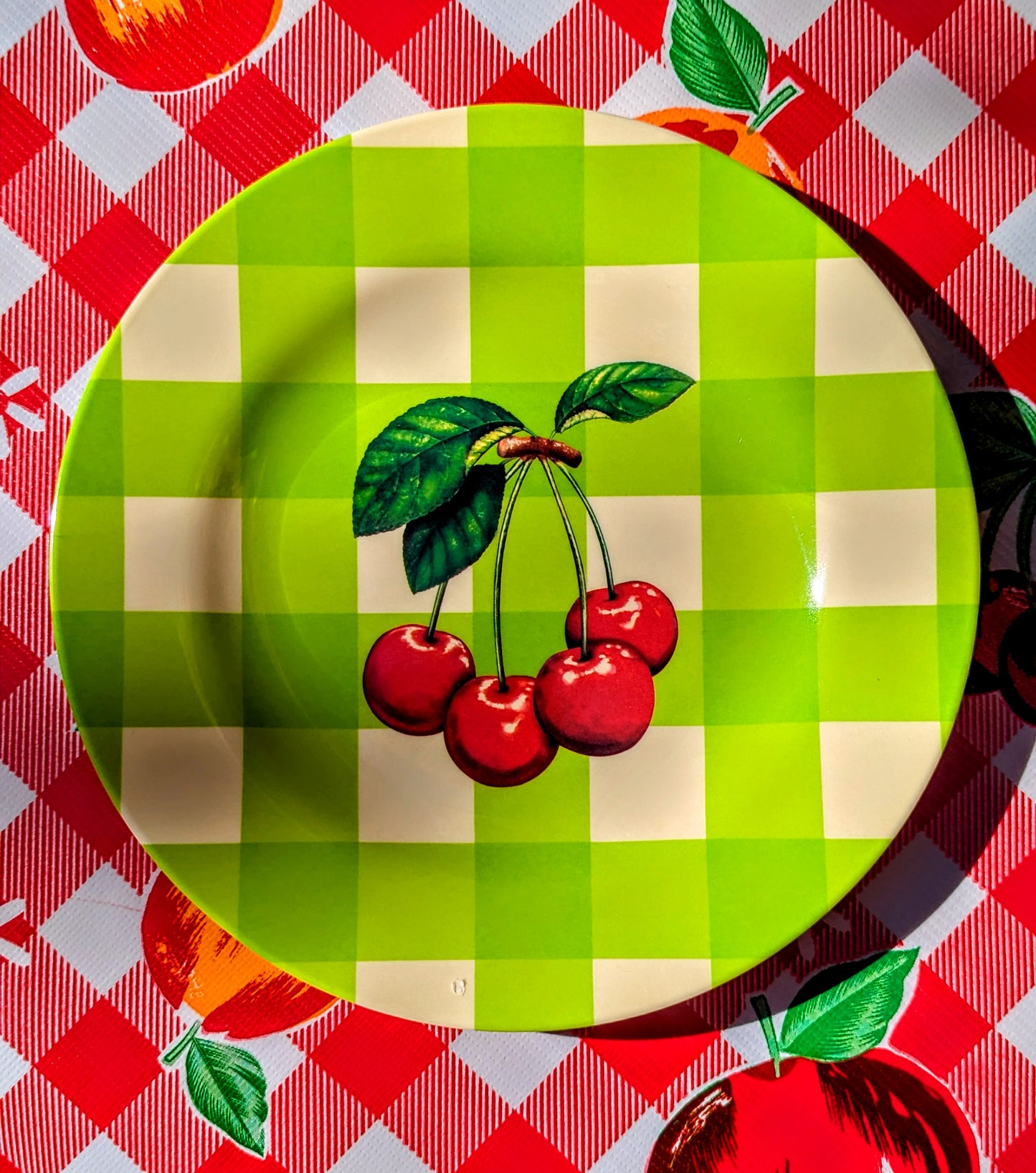Kitschy cherry melamine plates