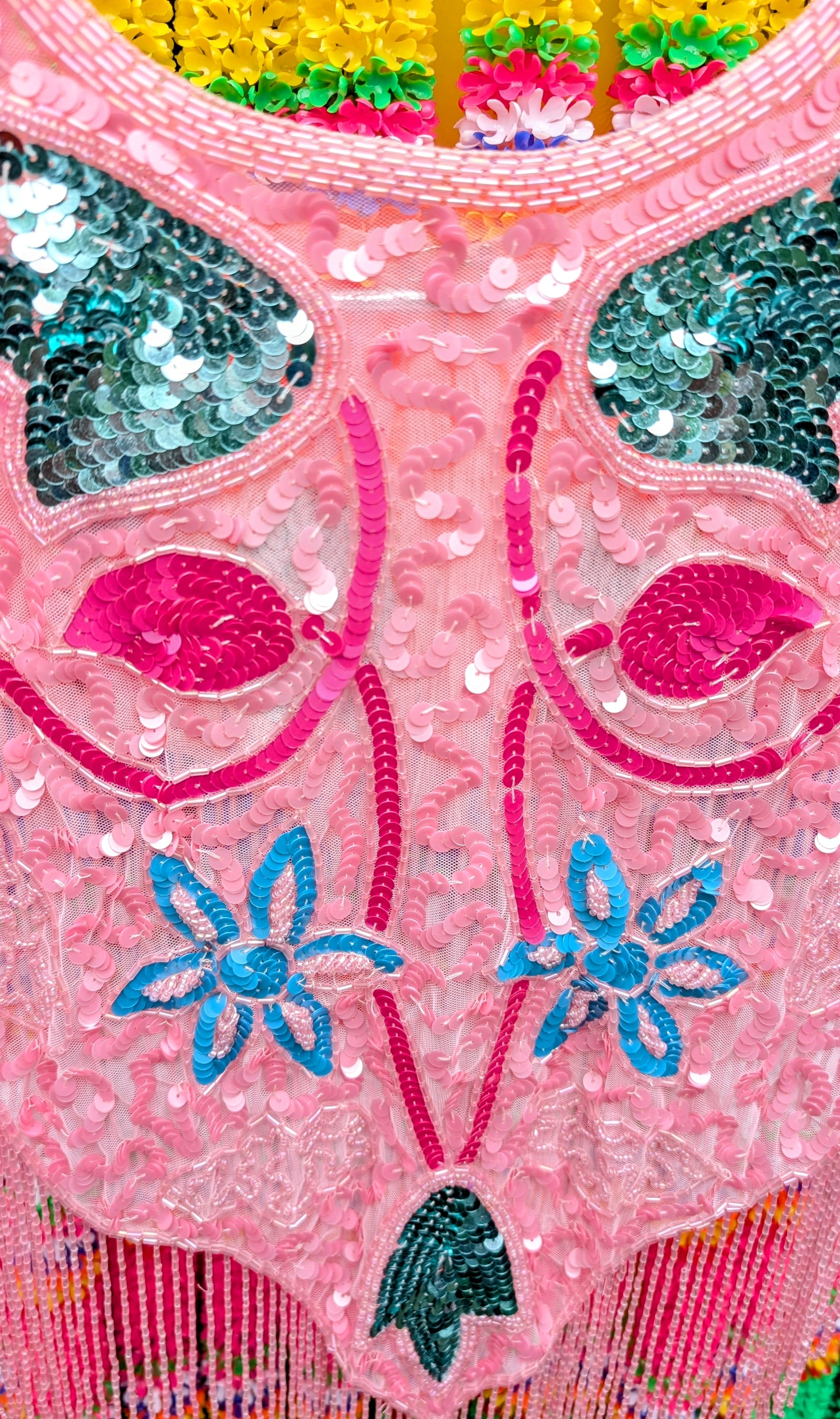 Folk florals sequin cape