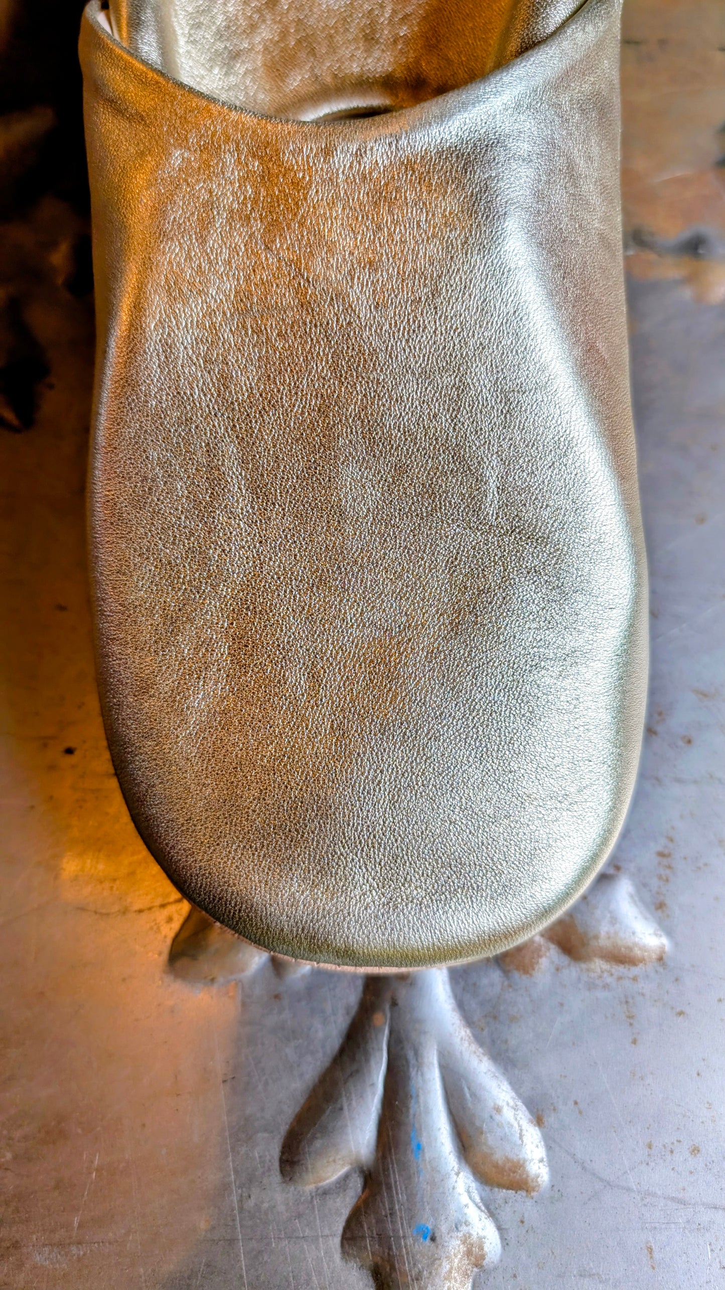 Soft leather metallic slippers .. size 42