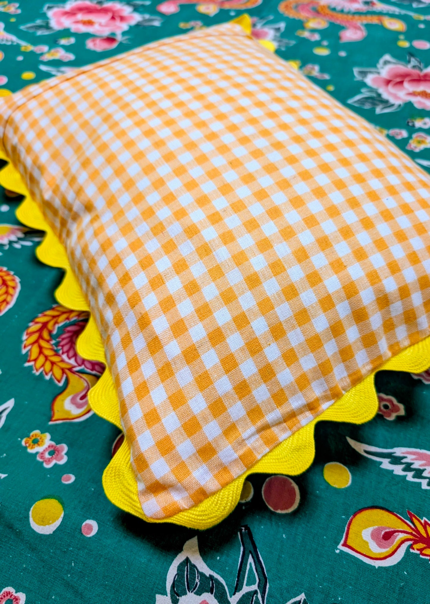 Shanghai peony and gingham cushions