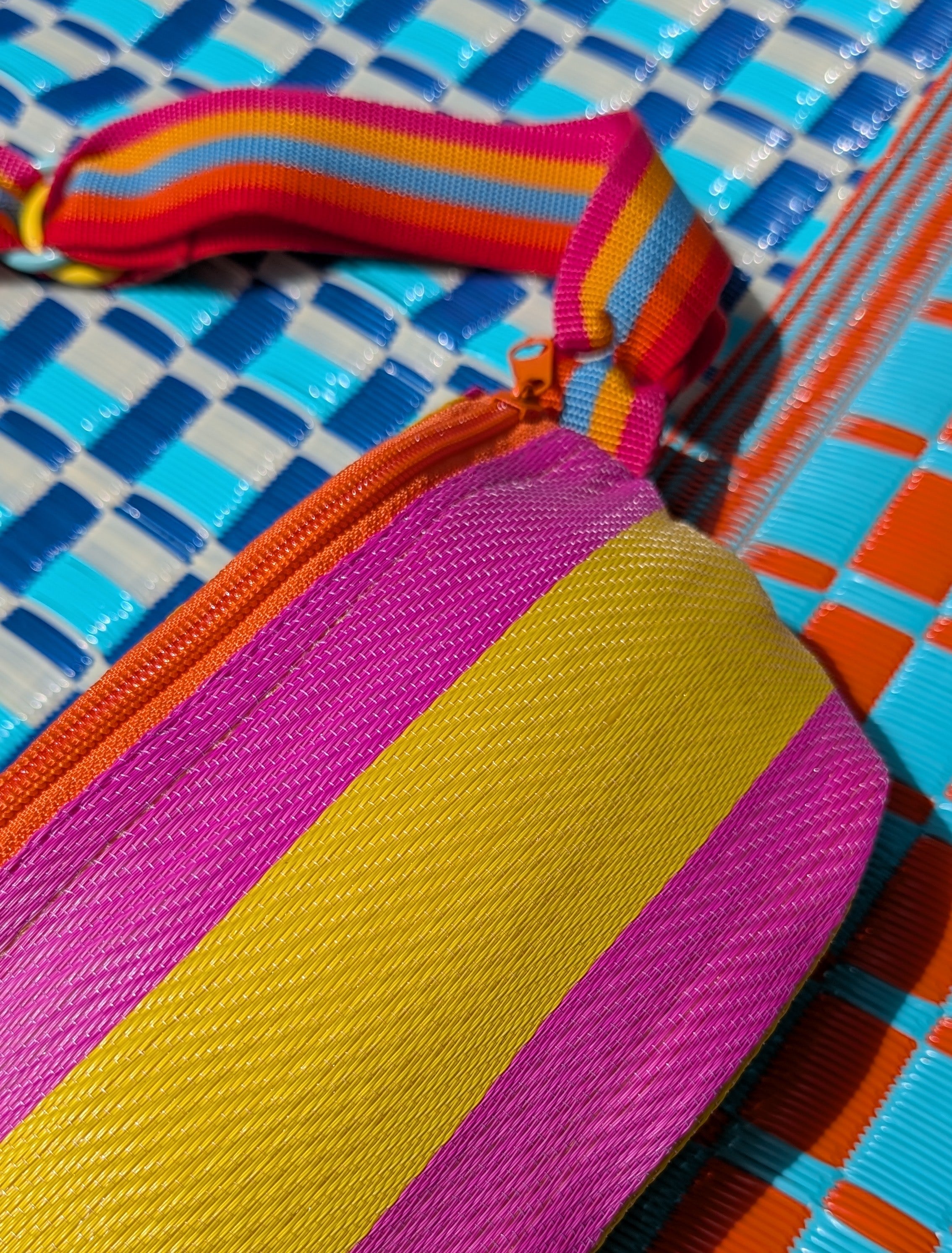 Recycled plastic stripes bum bag