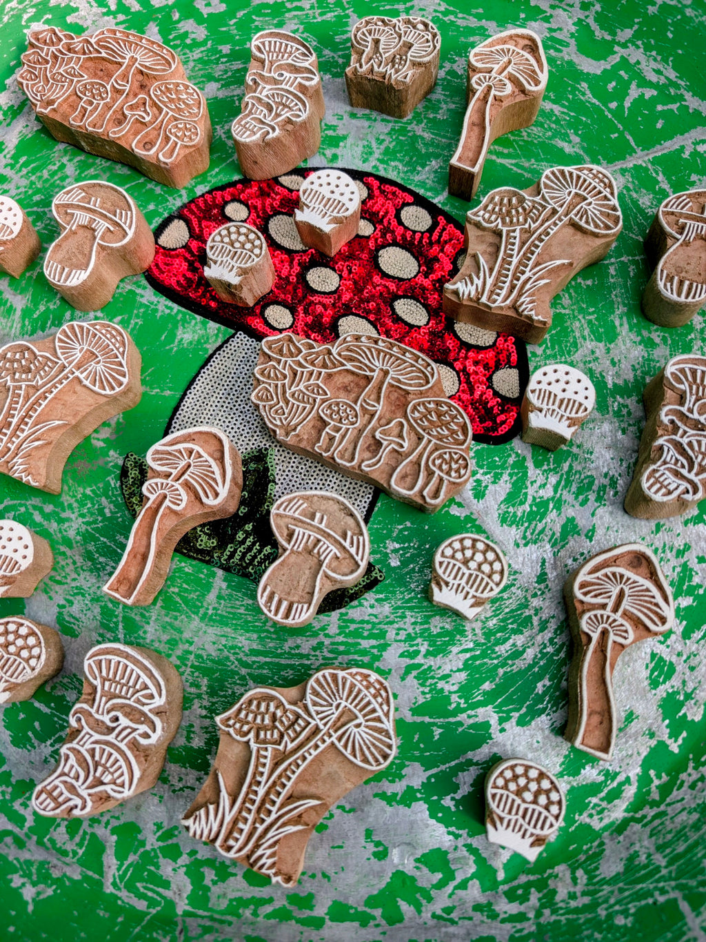 Toadstools wood blocks