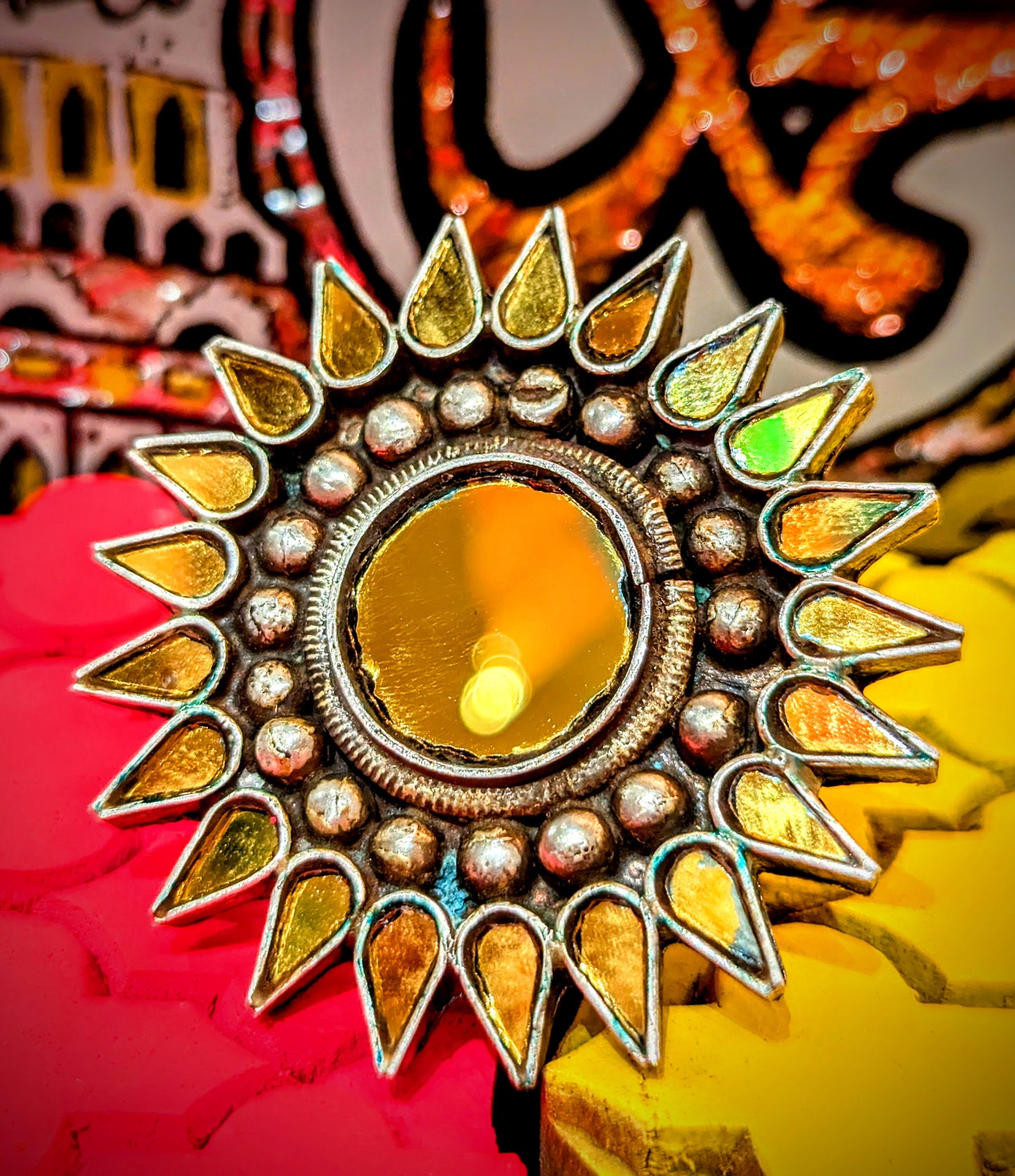 Tribal temple mirrorwork rings