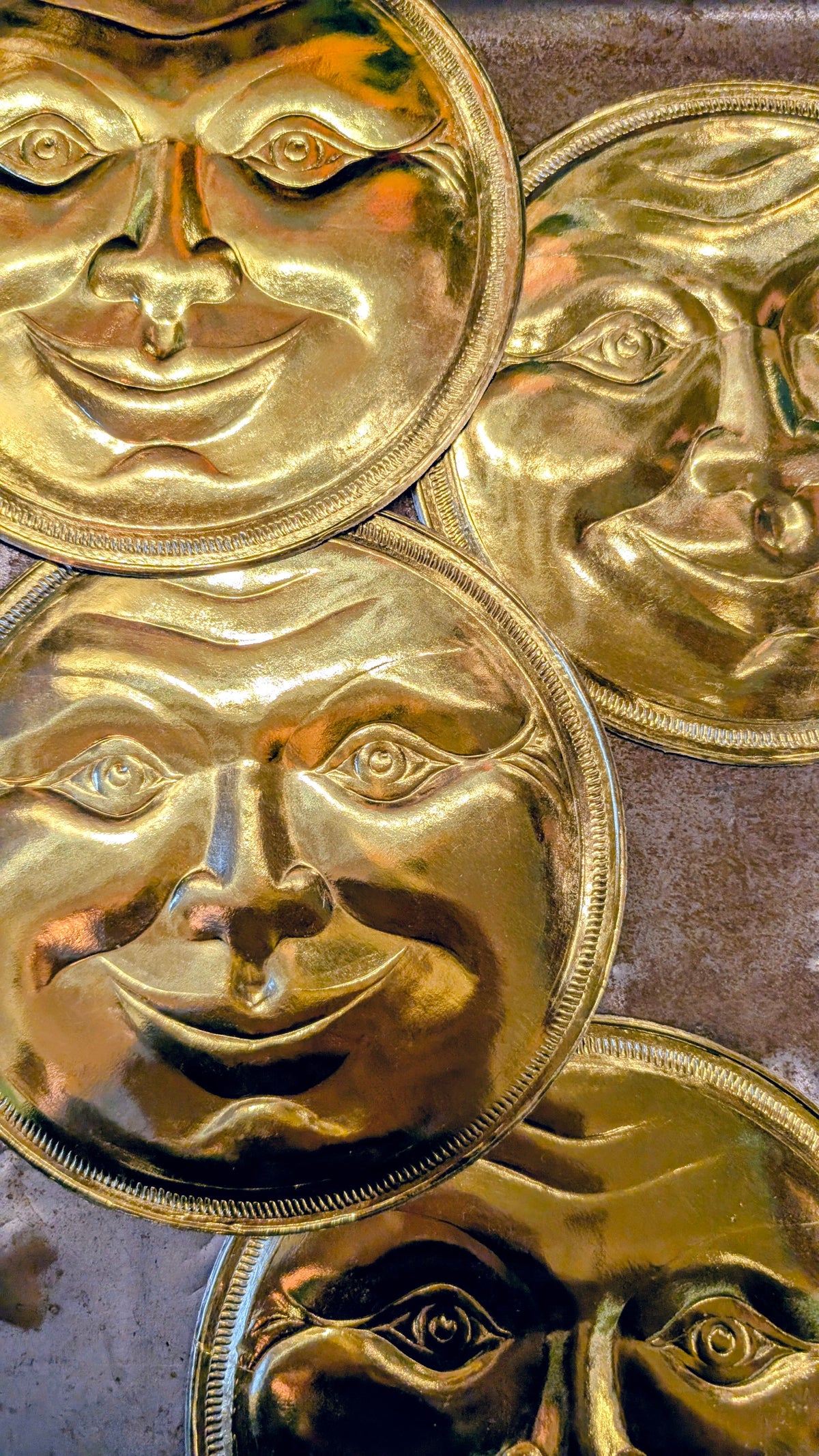 Gold and silver Dresden moons and sun