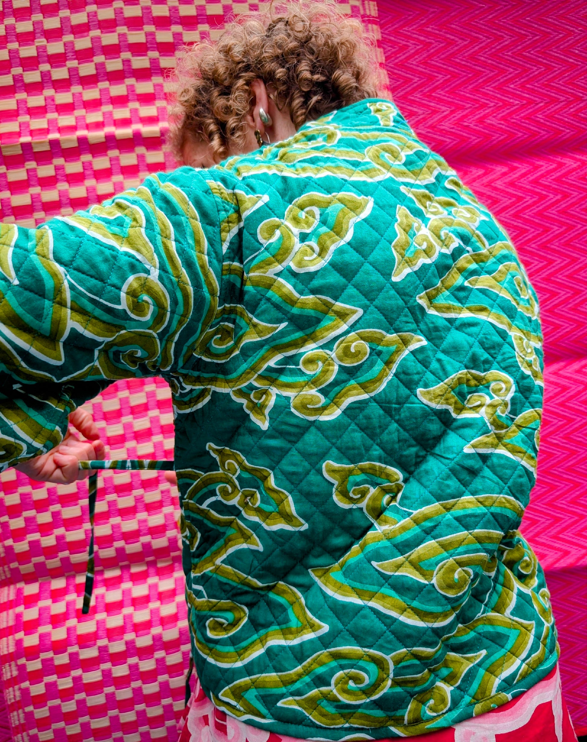 Cloud print quilted jacket