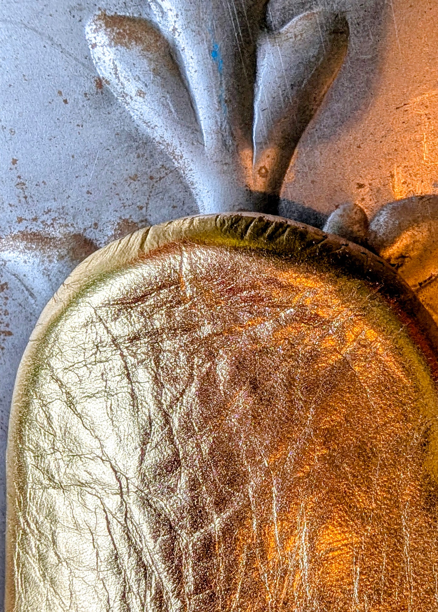 Soft leather metallic slippers .. size 39