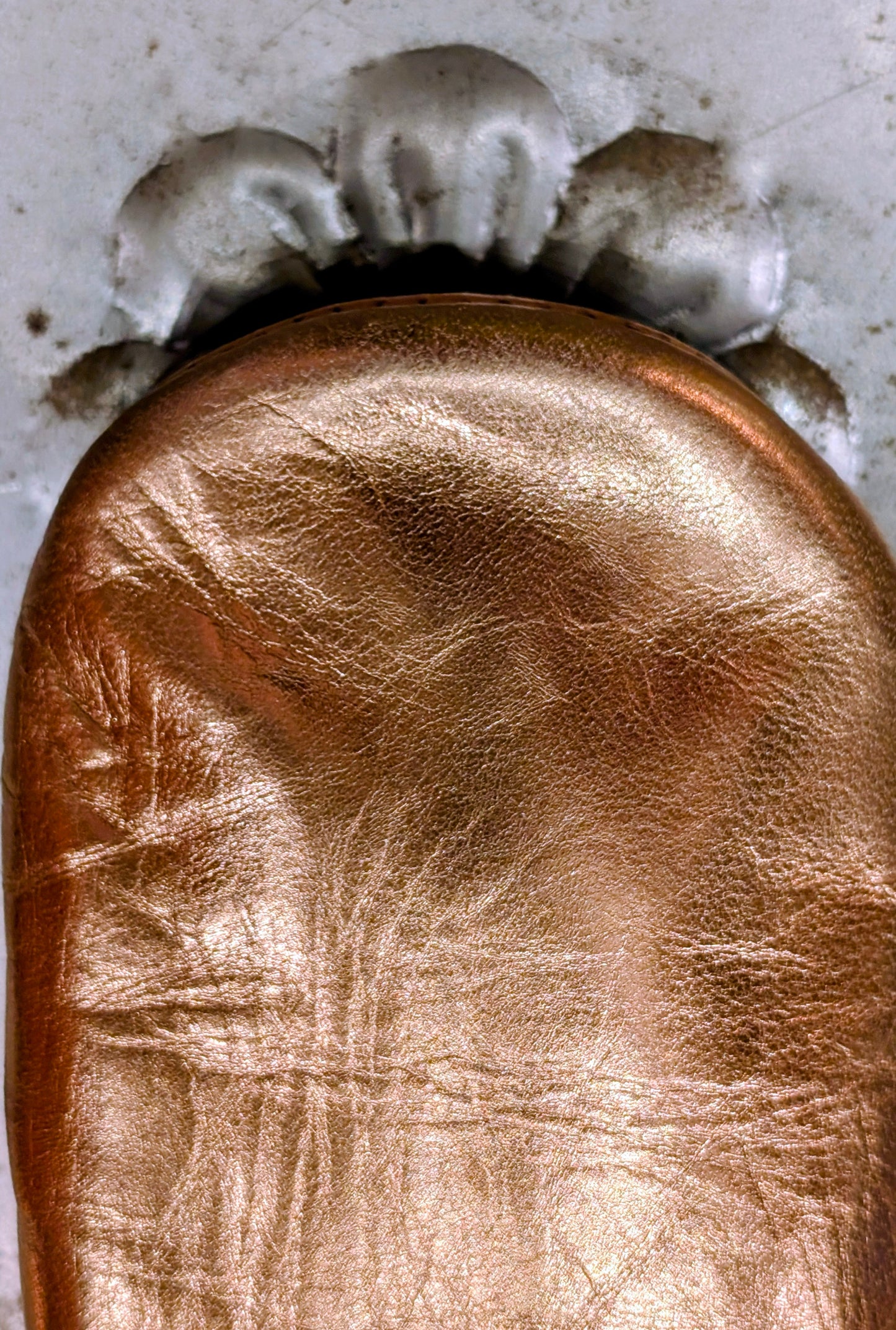 Soft leather metallic slippers .. size 37