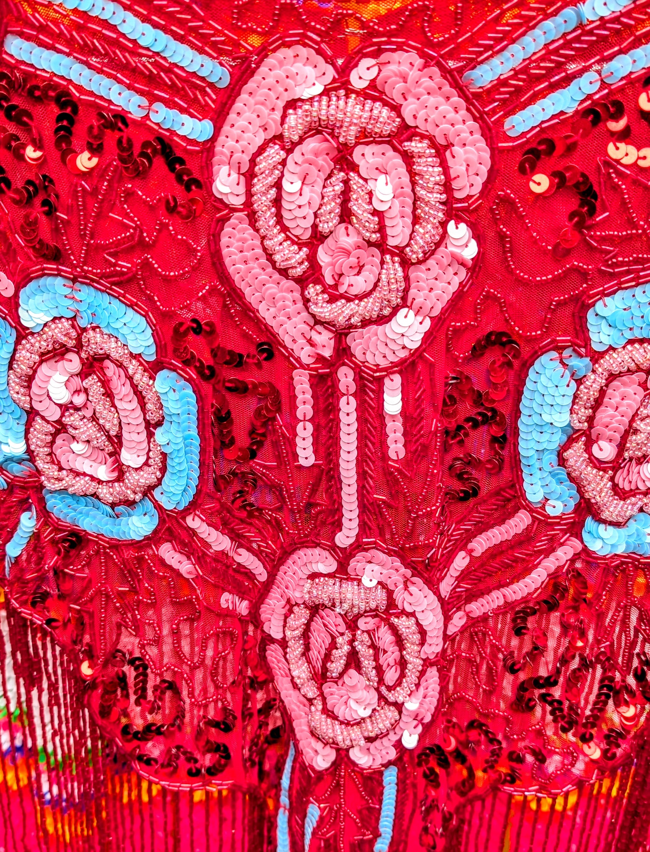 Folk florals sequin cape