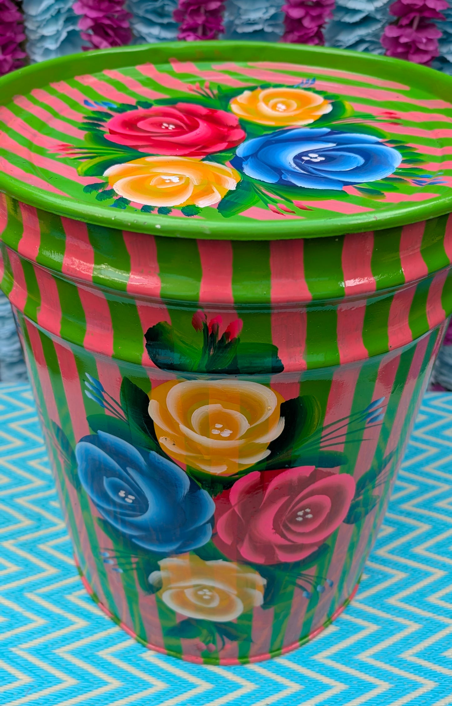 Recycled truck art barrels