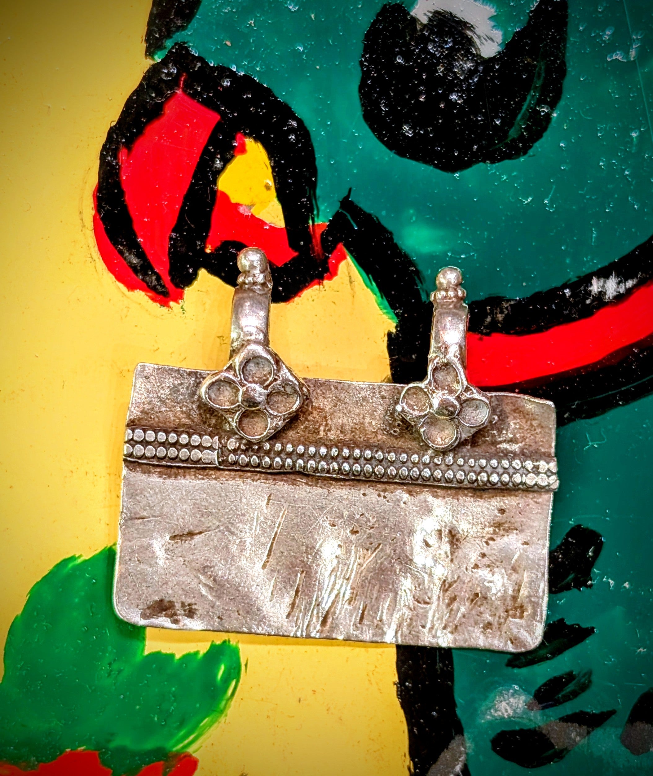 Antique silver geometric pendants
