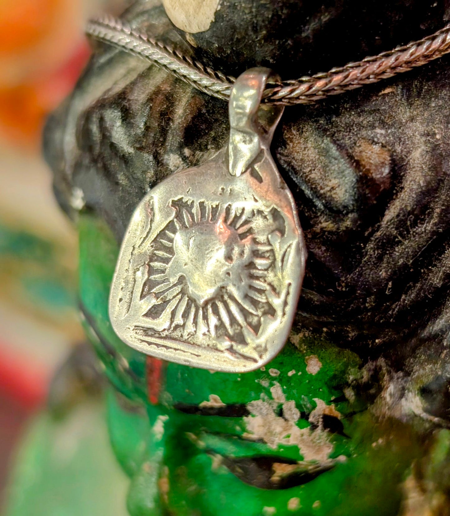 Antique Indian god amulet pendants - Surya