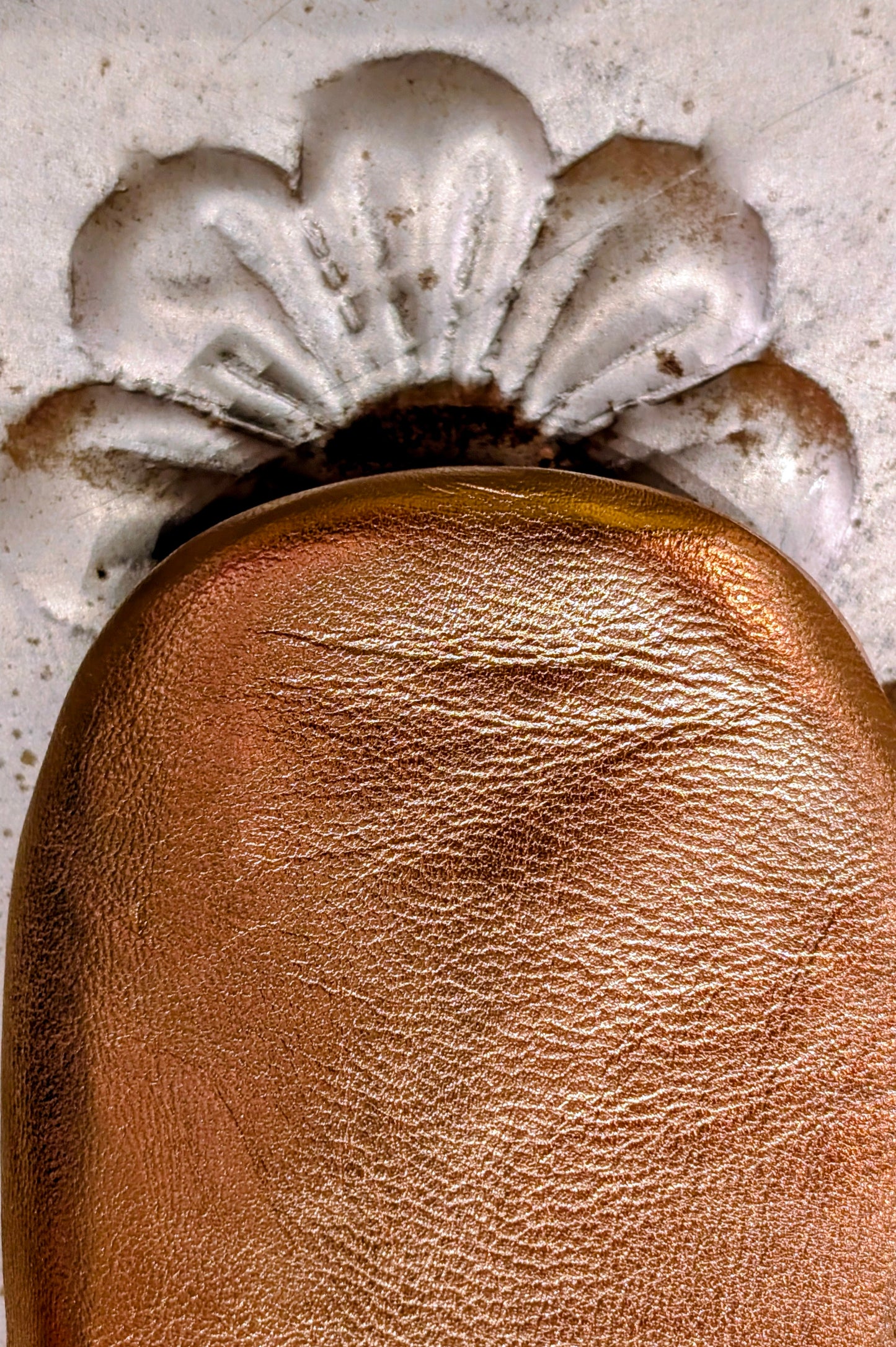 Soft leather metallic slippers .. size 38