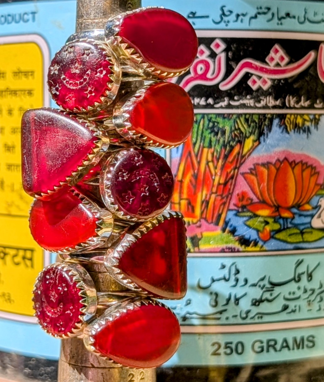 Antique glass trade bead rings
