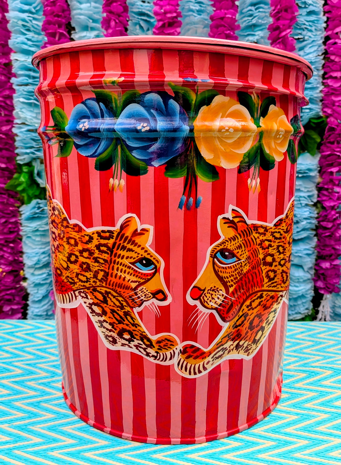 Recycled truck art barrels