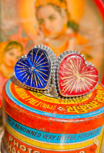 Czech glass sacred heart rings