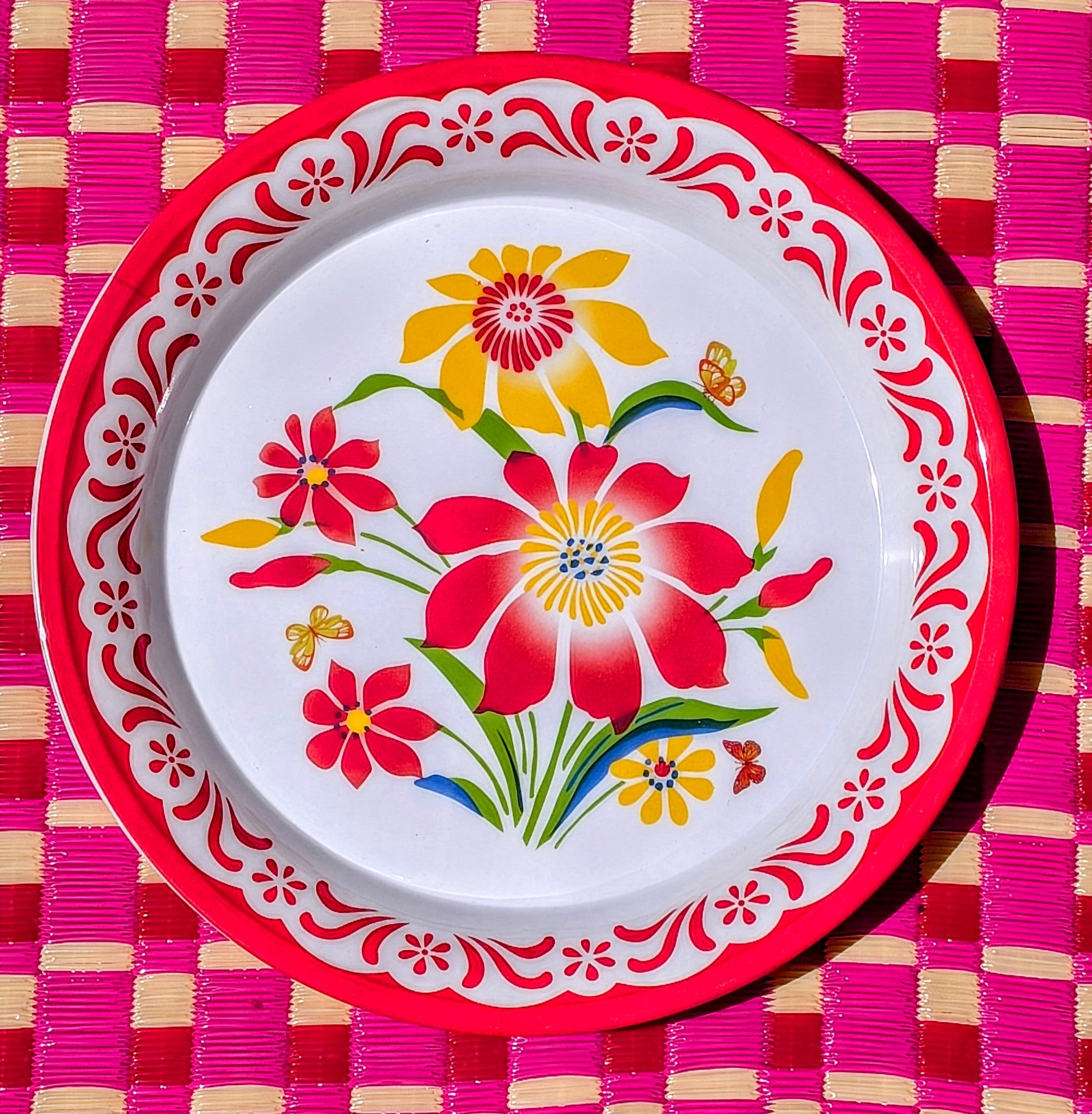 Melamine floral plates and trays