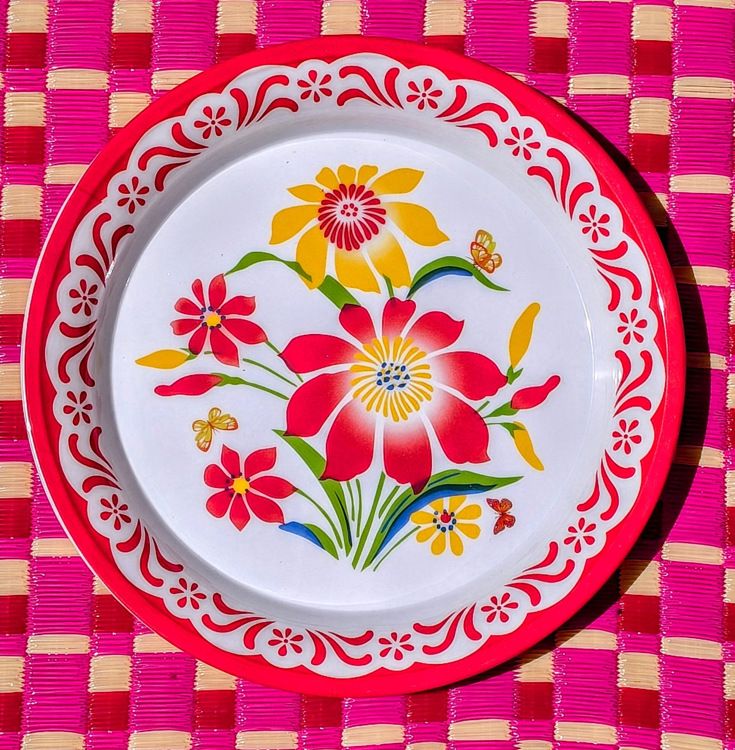 Melamine floral plates and trays