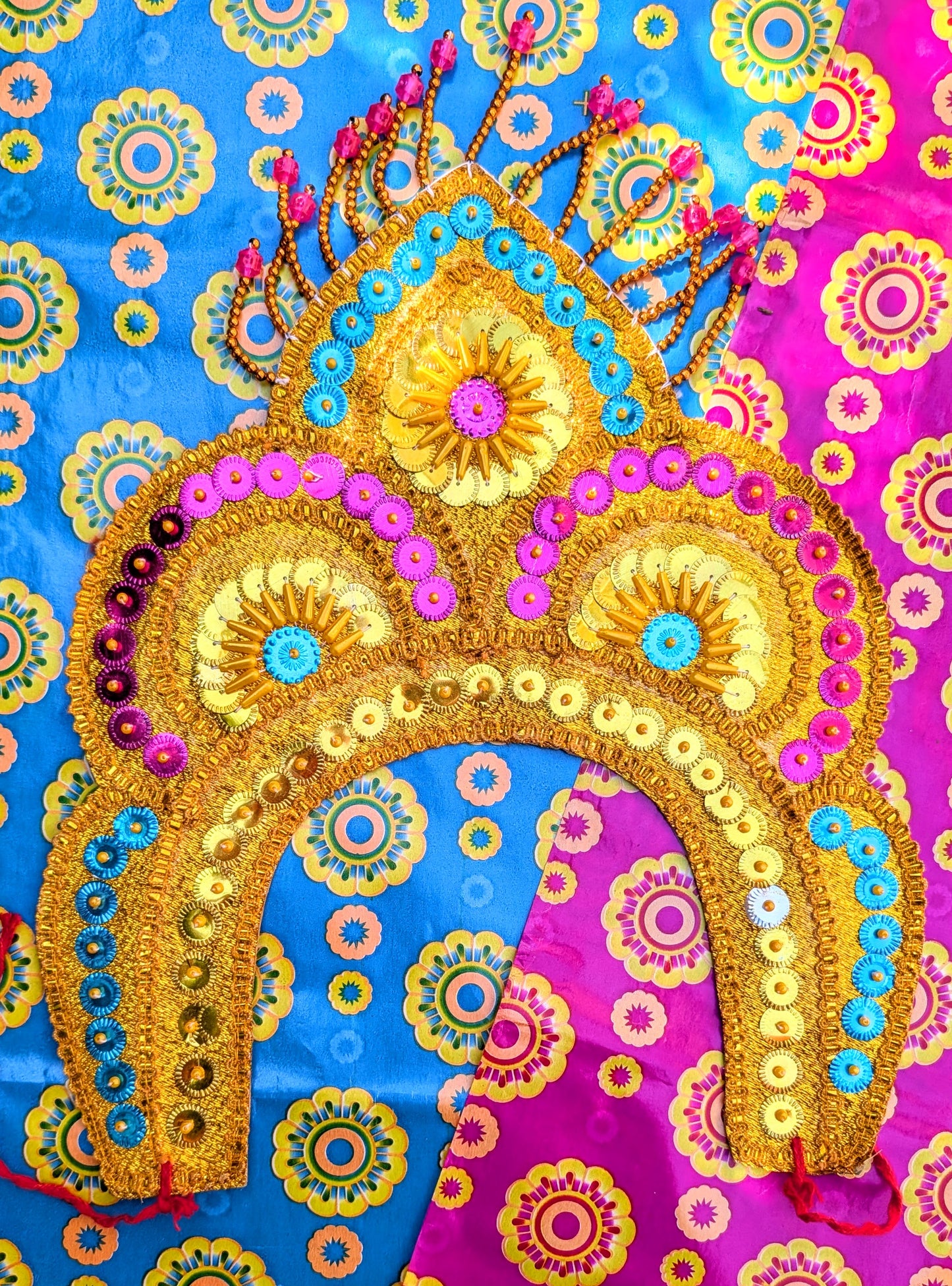 Kitschiest Krishna sequin crown and belt