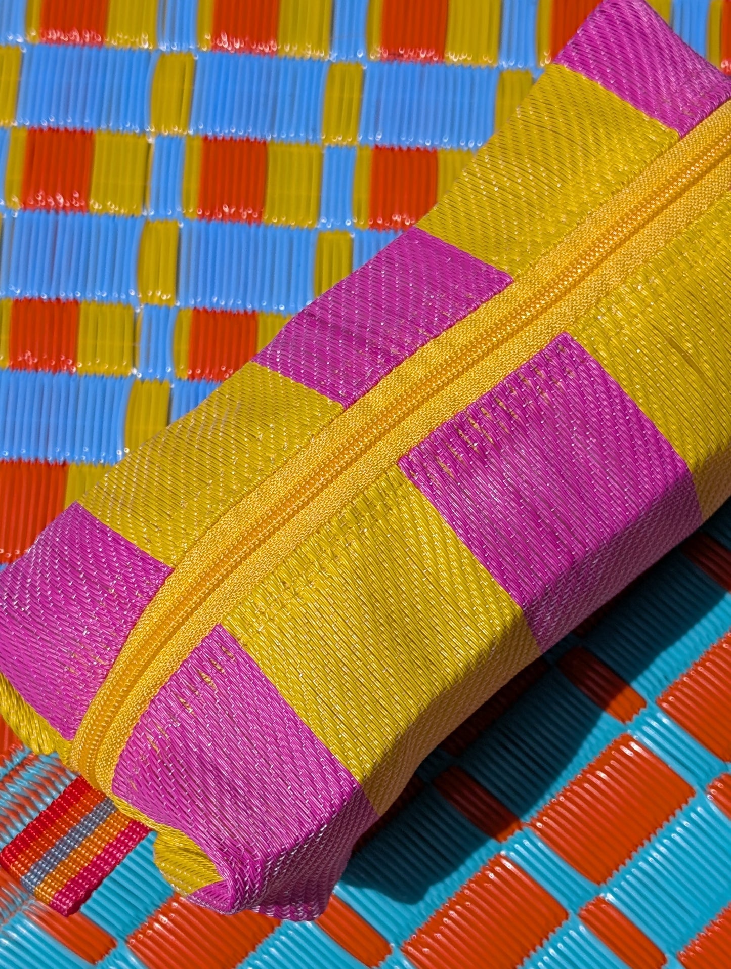 Recycled striped pencil case
