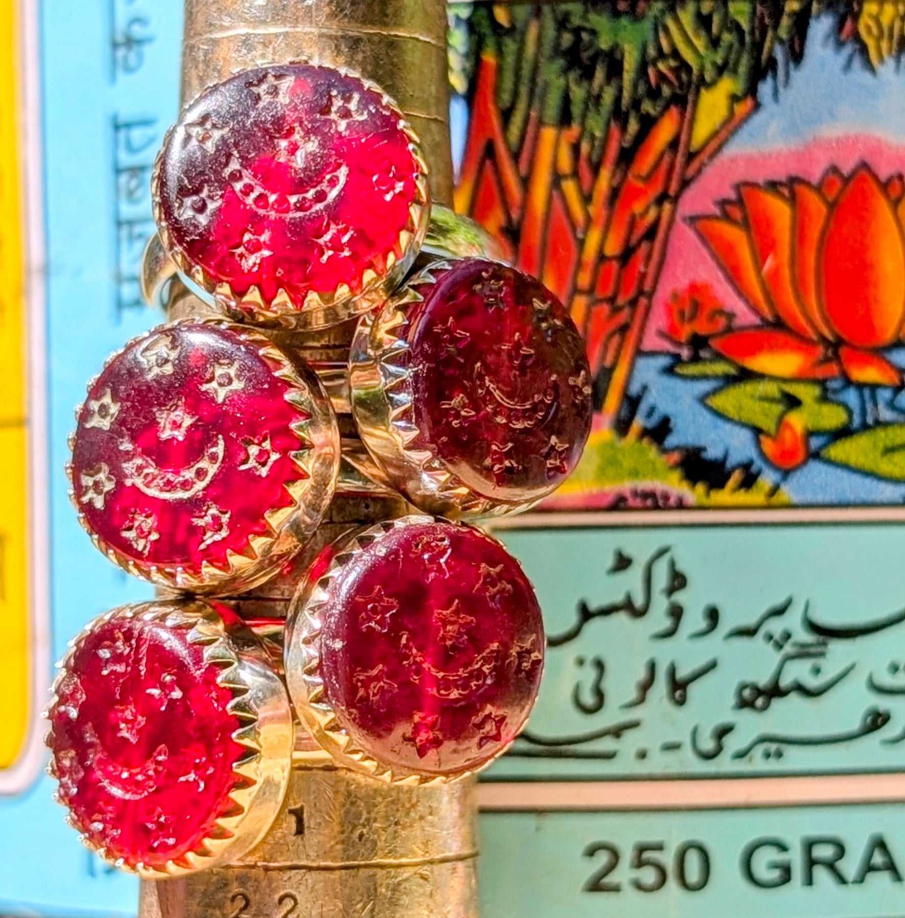Antique glass trade bead rings