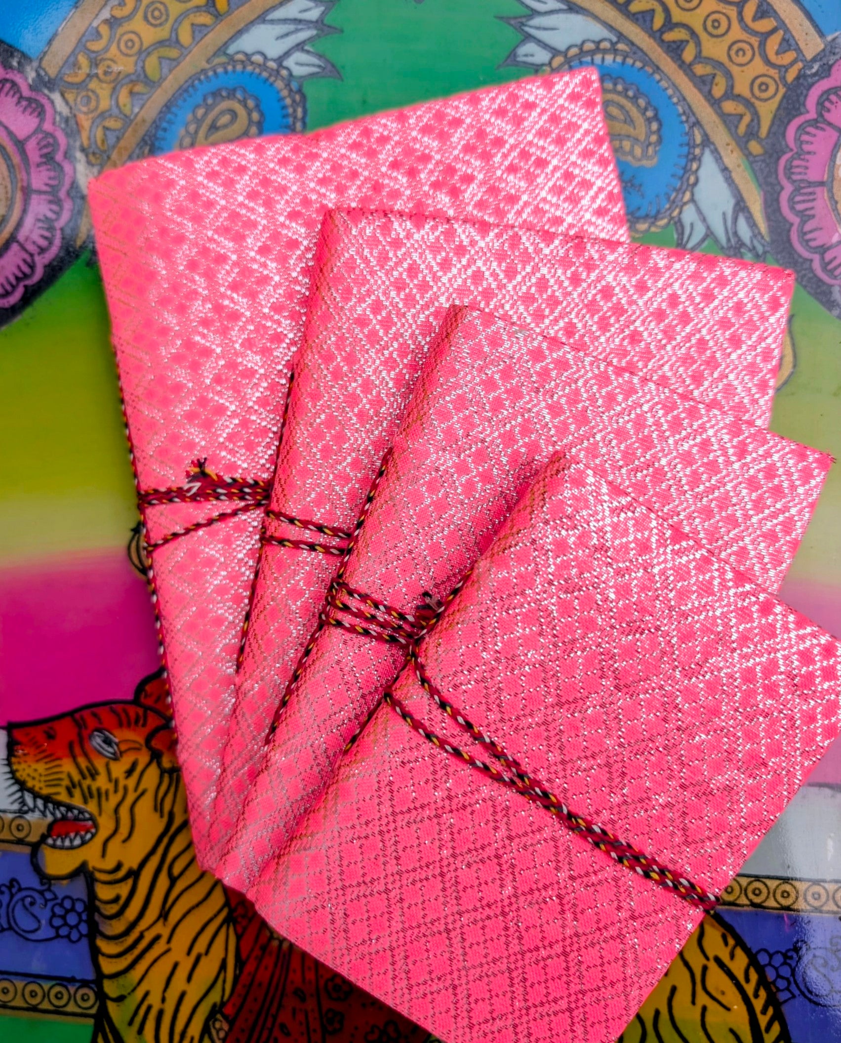 Handmade rag paper notebooks - Thai neon cover