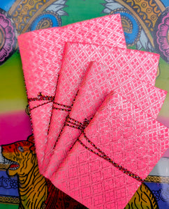 Handmade rag paper notebooks - Thai neon cover