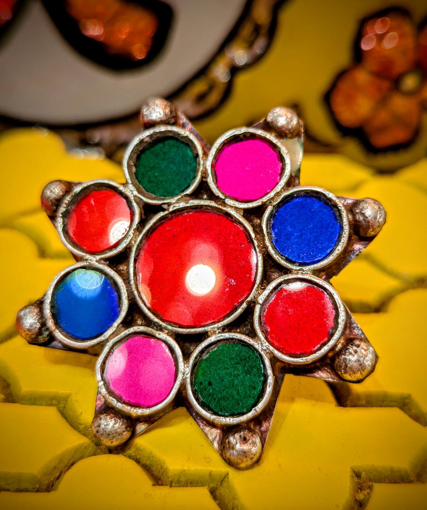 Tribal temple mirrorwork rings