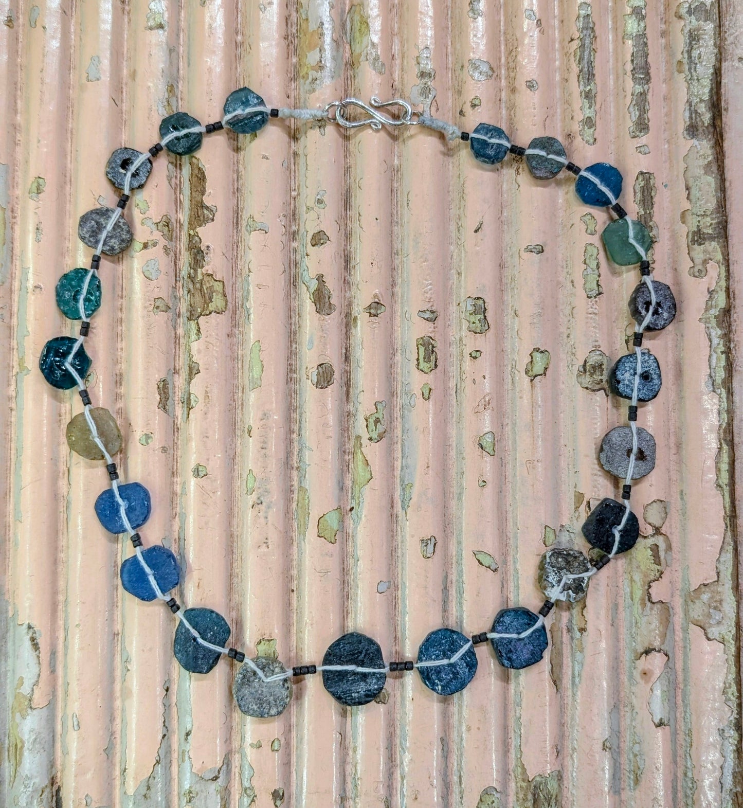 Antique excavated blue glass beads