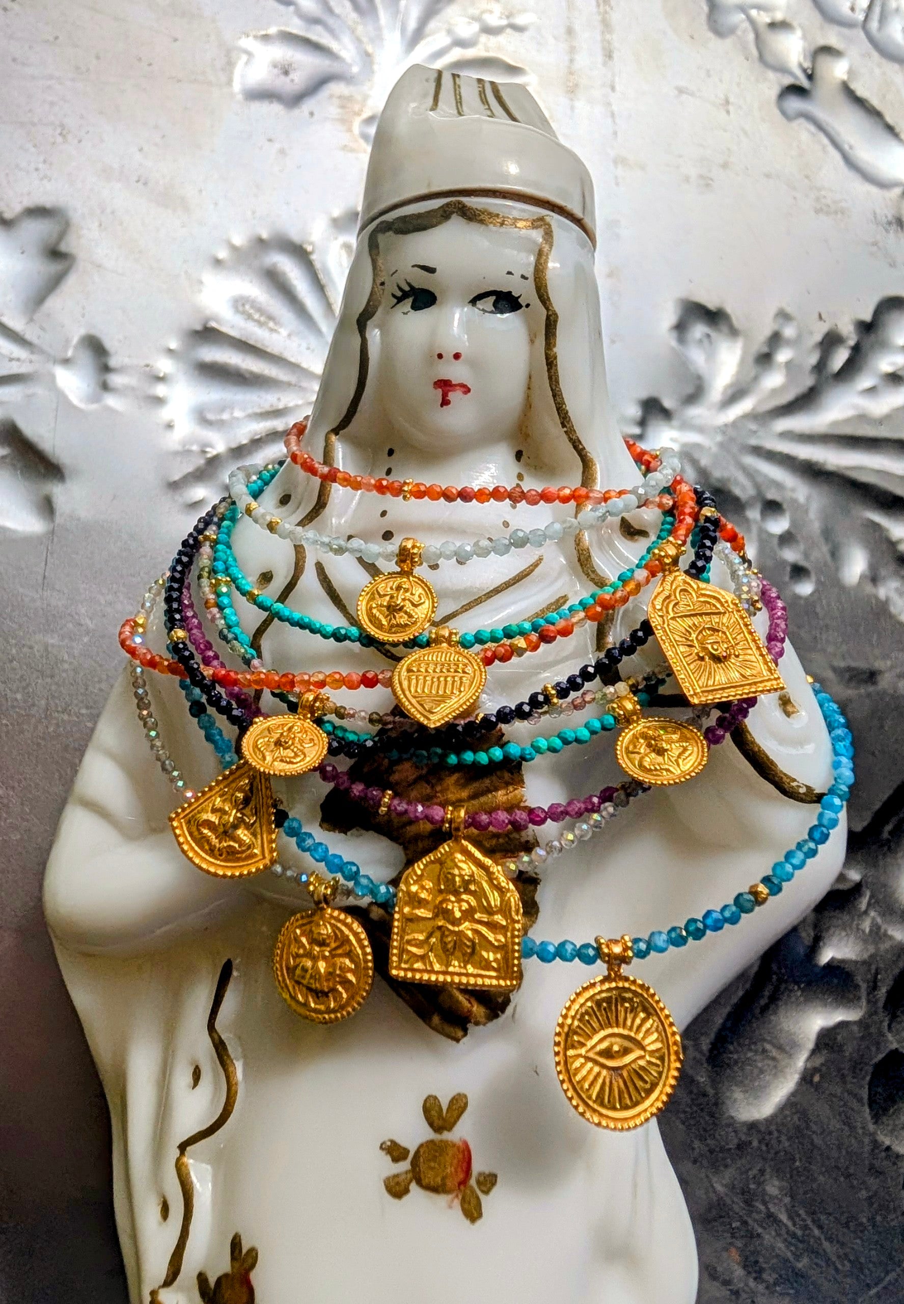 Semi precious necklaces with gold plated pendants