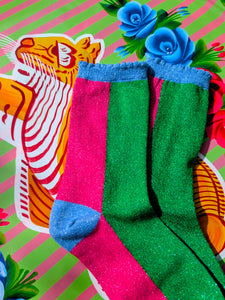 Colour block Glitter Socks