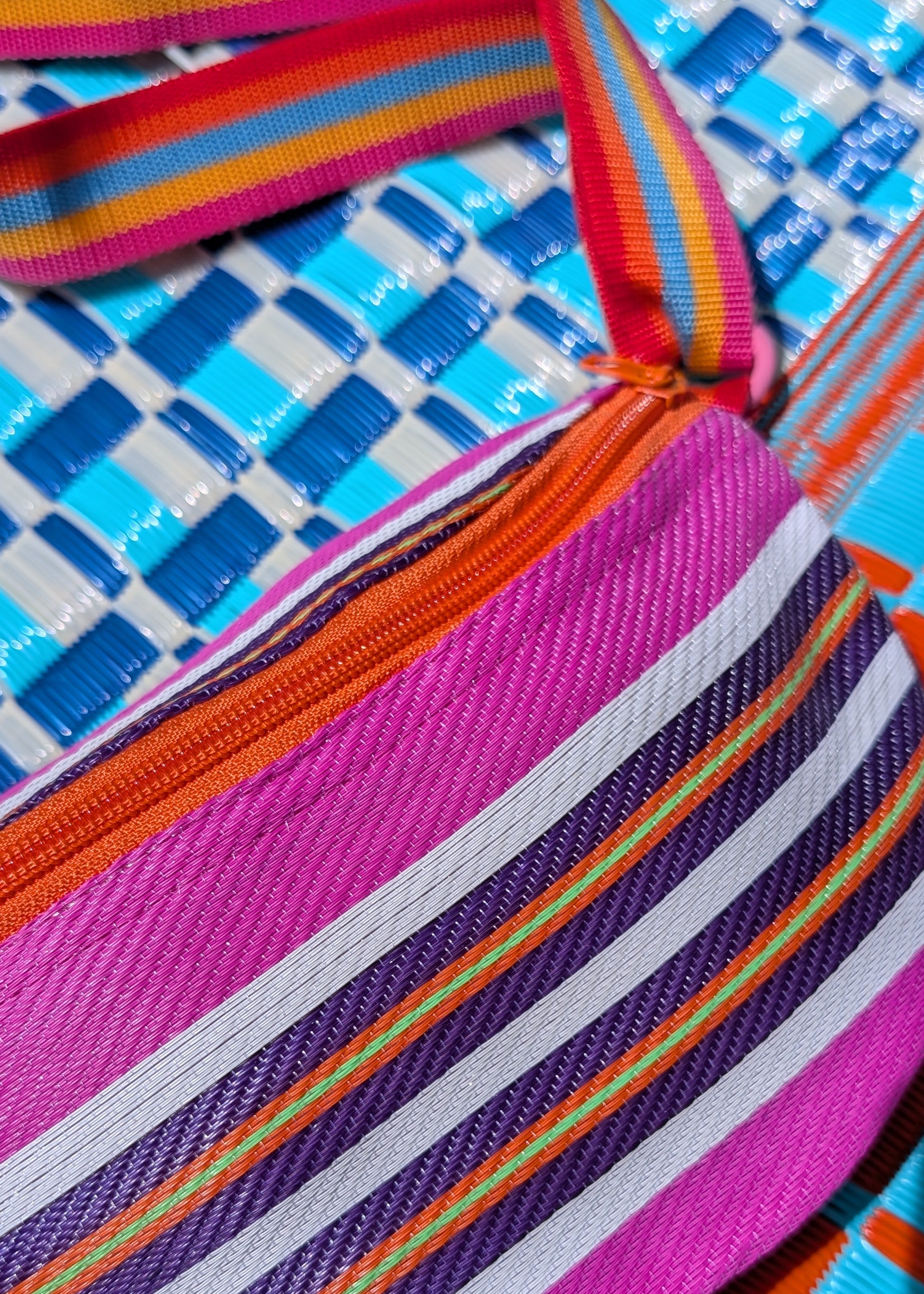 Recycled plastic stripes bum bag