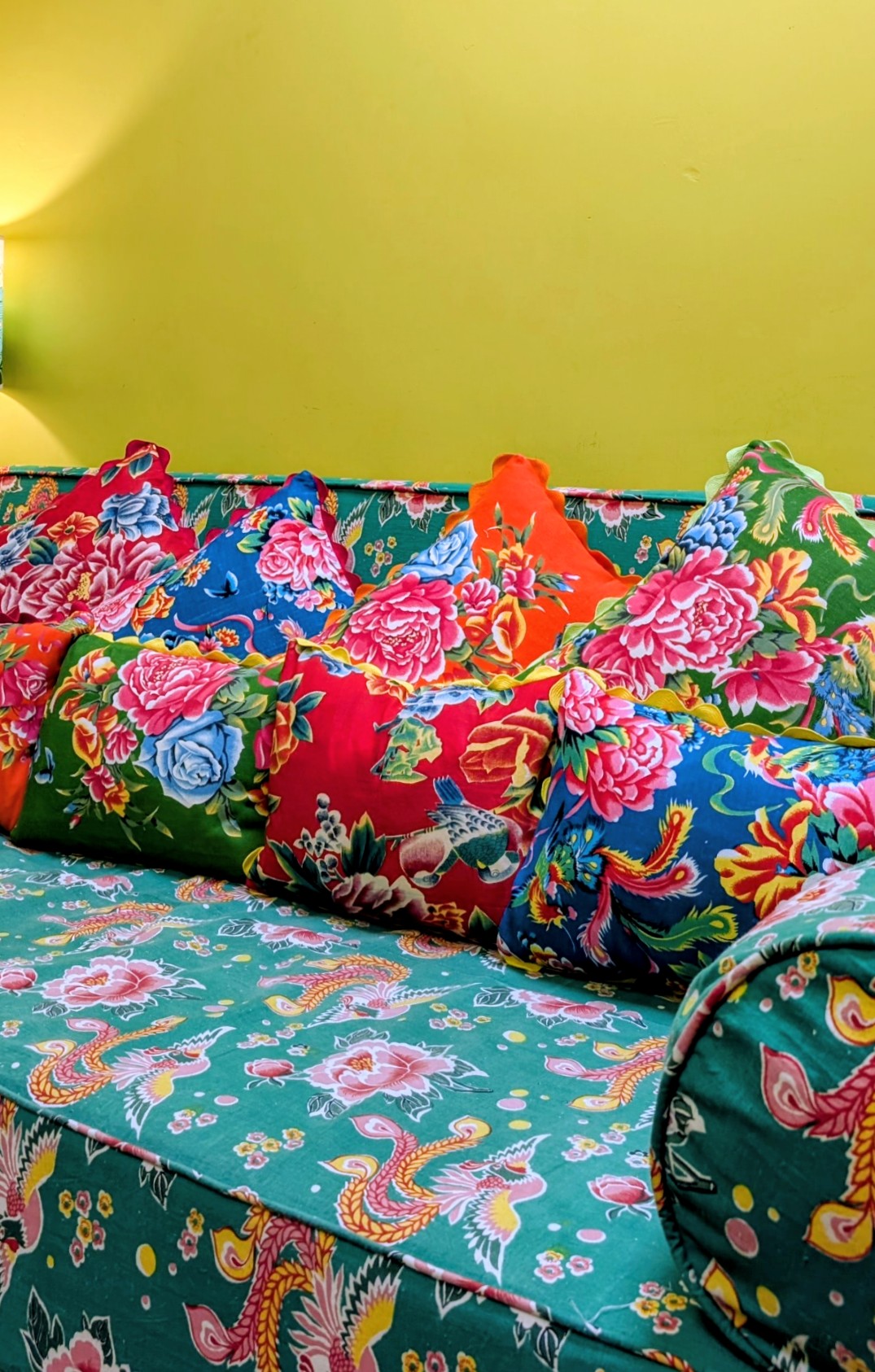 Shanghai peony and gingham cushions