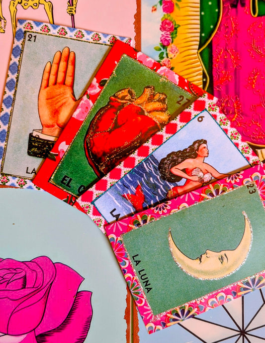 Hand glittered Loteria card set