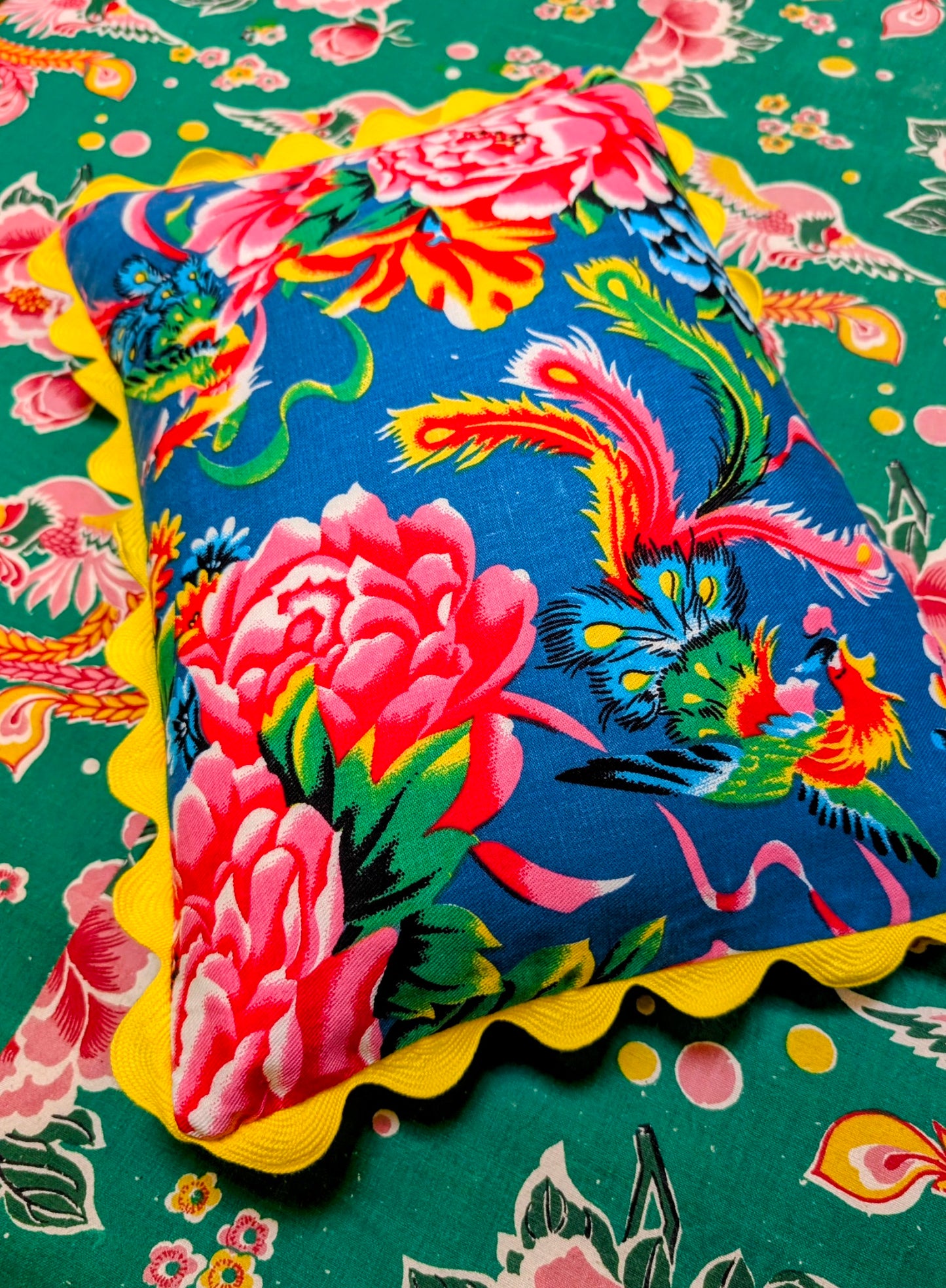 Shanghai peony and gingham cushions